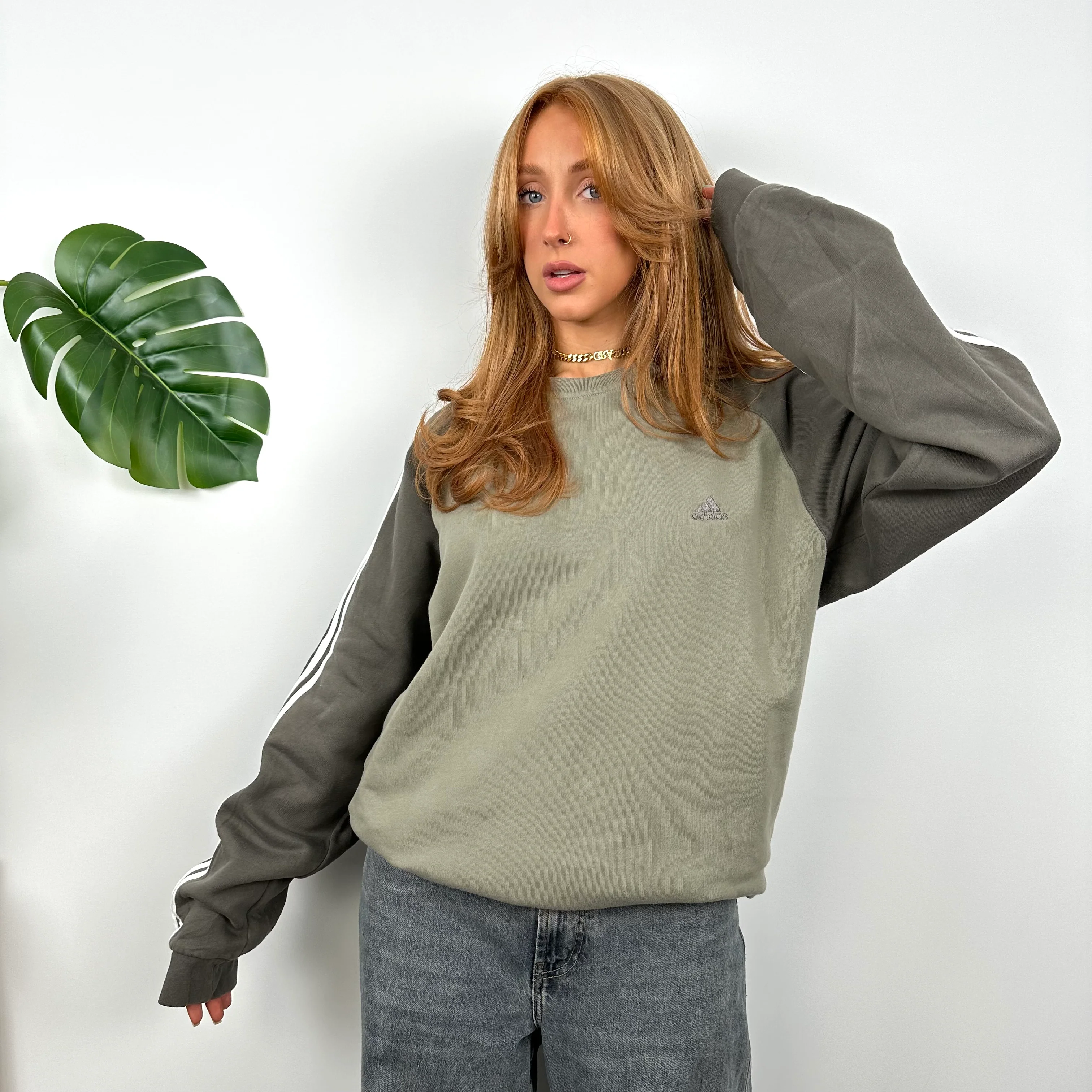 Adidas Green Embroidered Spell Out Sweatshirt (M) - Image 2