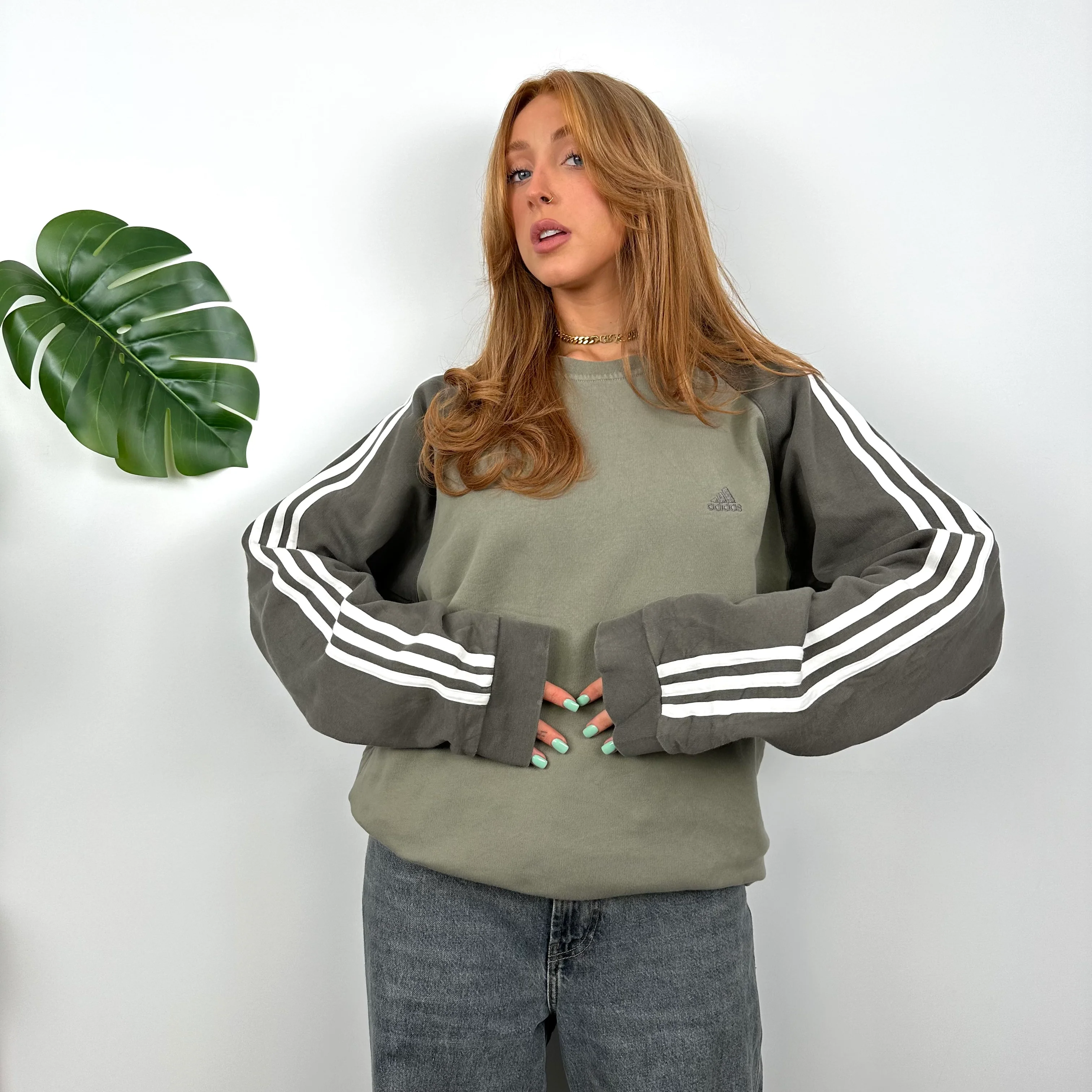 Adidas Green Embroidered Spell Out Sweatshirt (M) - Image 3