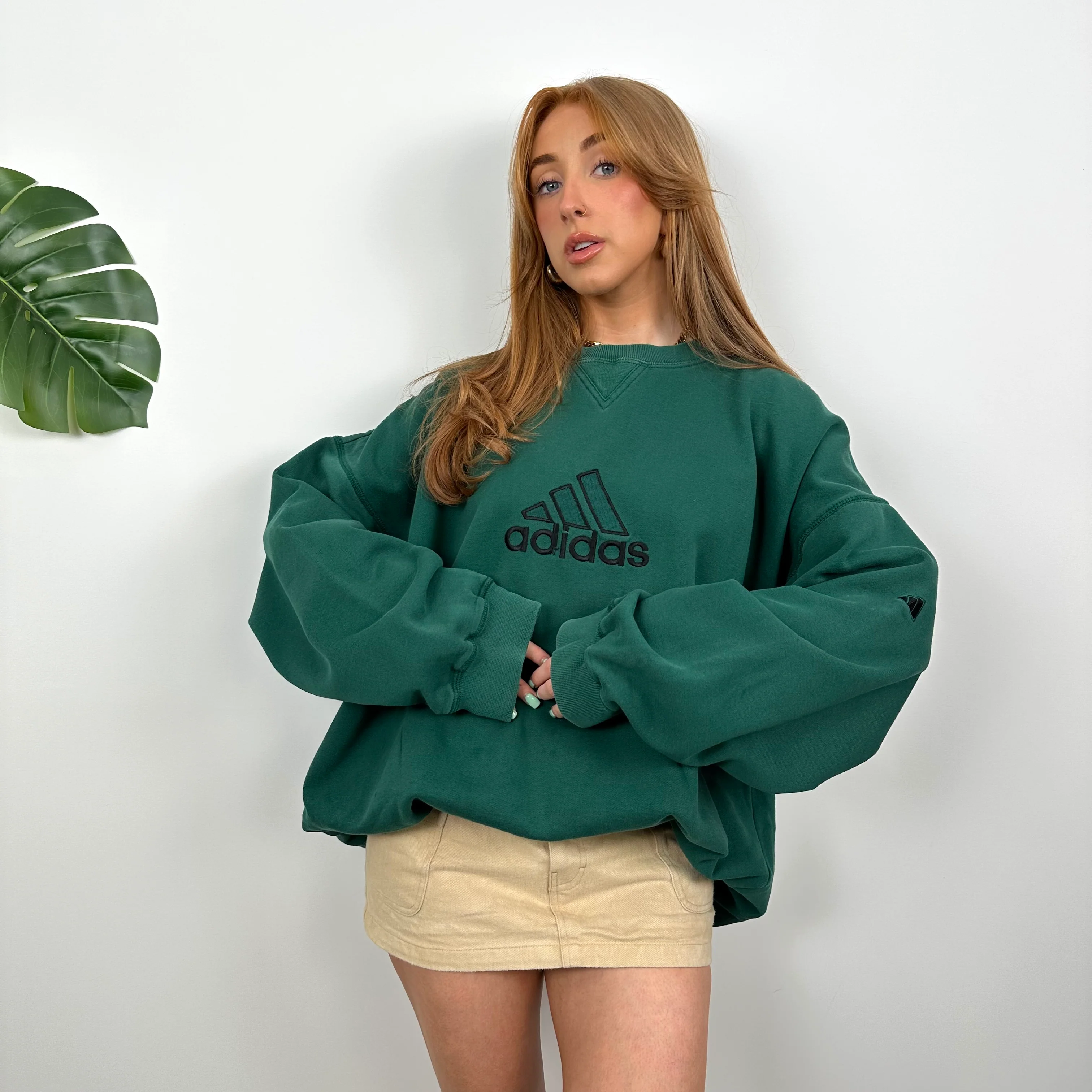 Adidas Green Embroidered Spell Out Sweatshirt (XL) - Image 7