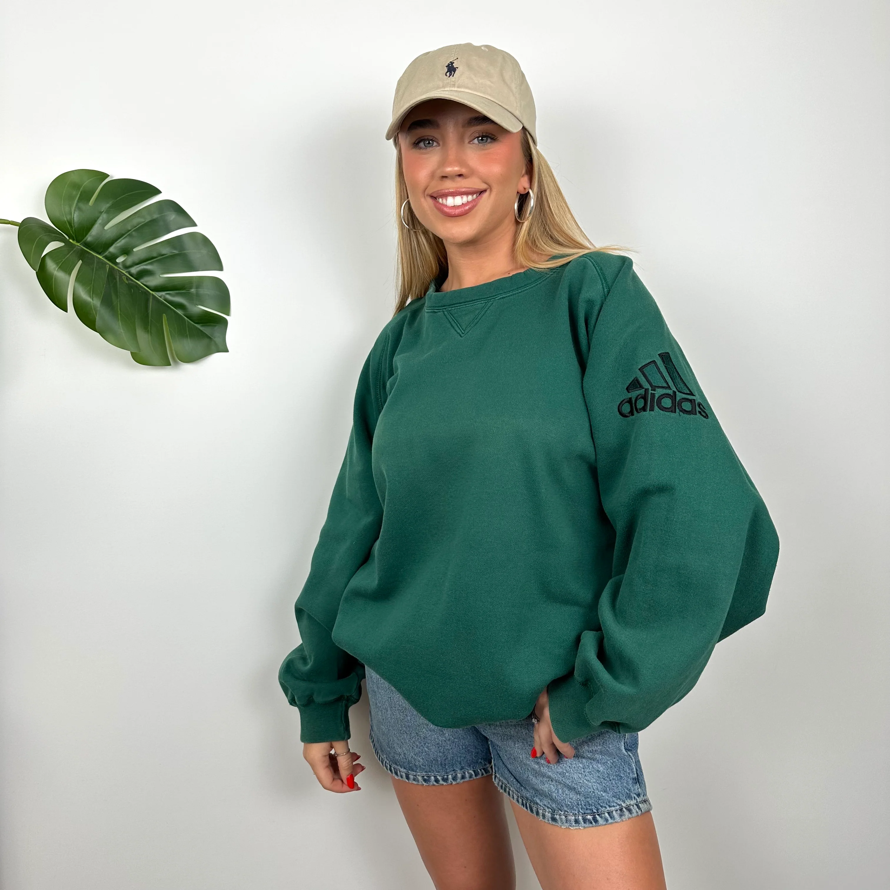 Adidas Green Embroidered Spell Out Sweatshirt (XXL) - Image 3