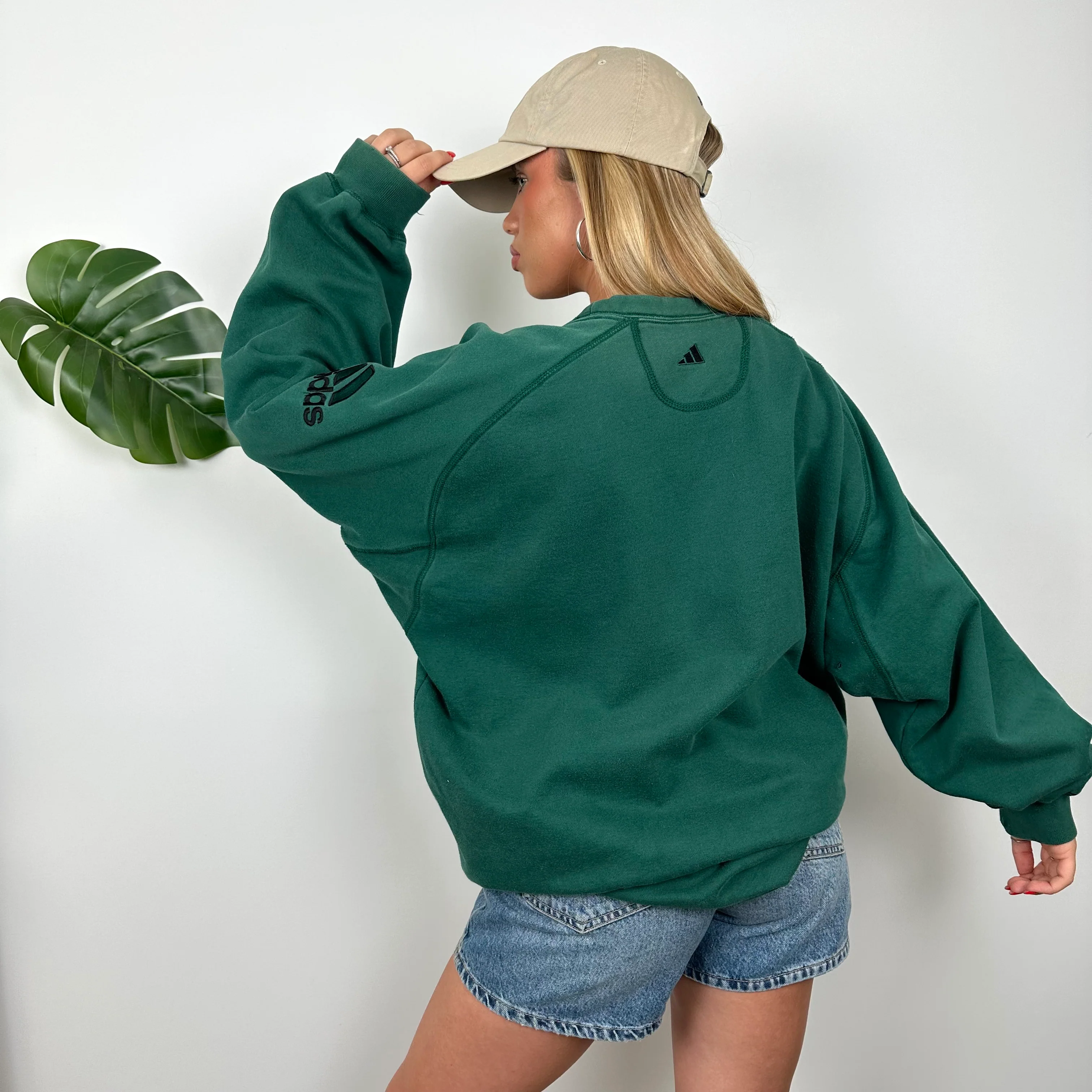 Adidas Green Embroidered Spell Out Sweatshirt (XXL) - Image 6