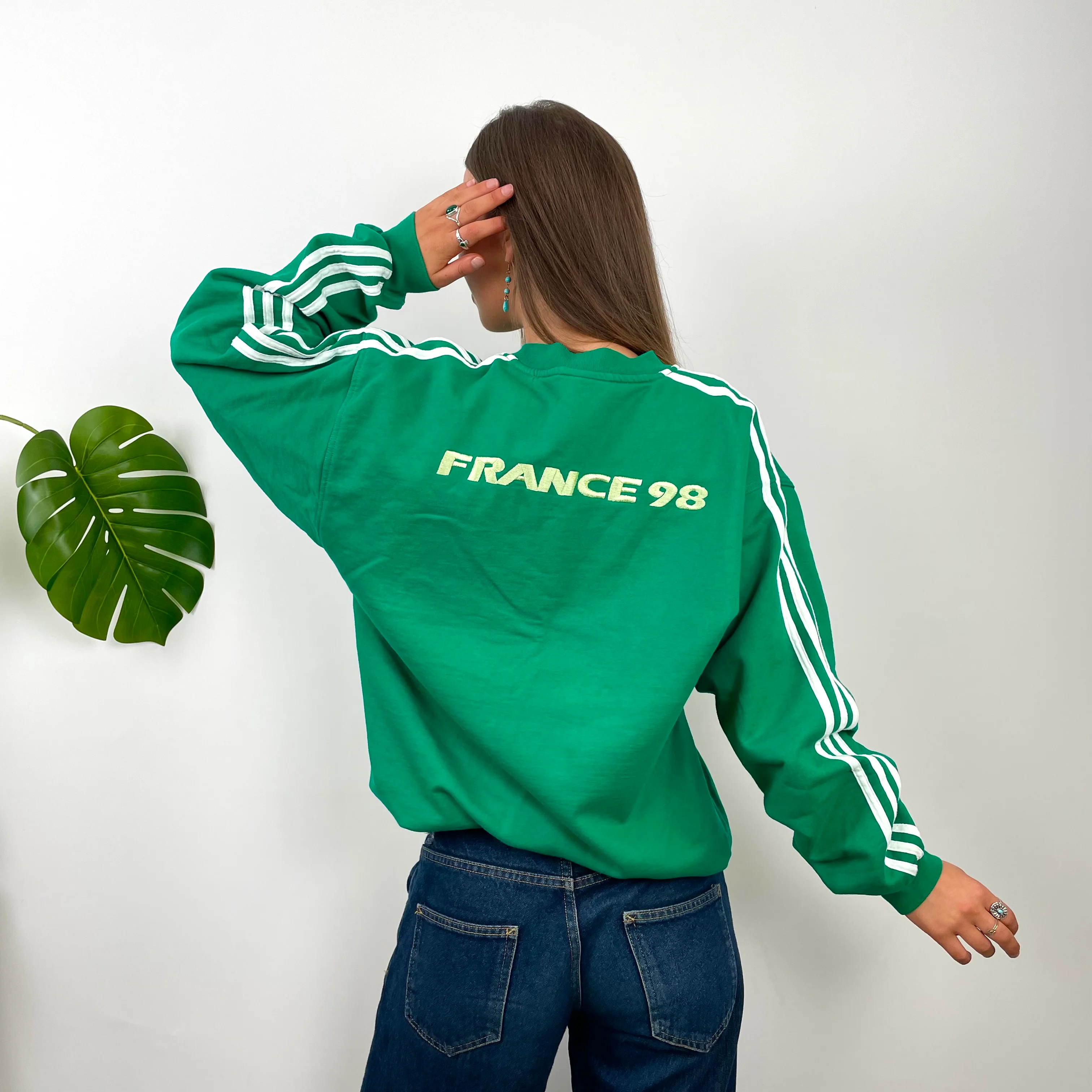 Adidas Green Embroidered Spell Out Sweatshirt (M) - Image 5