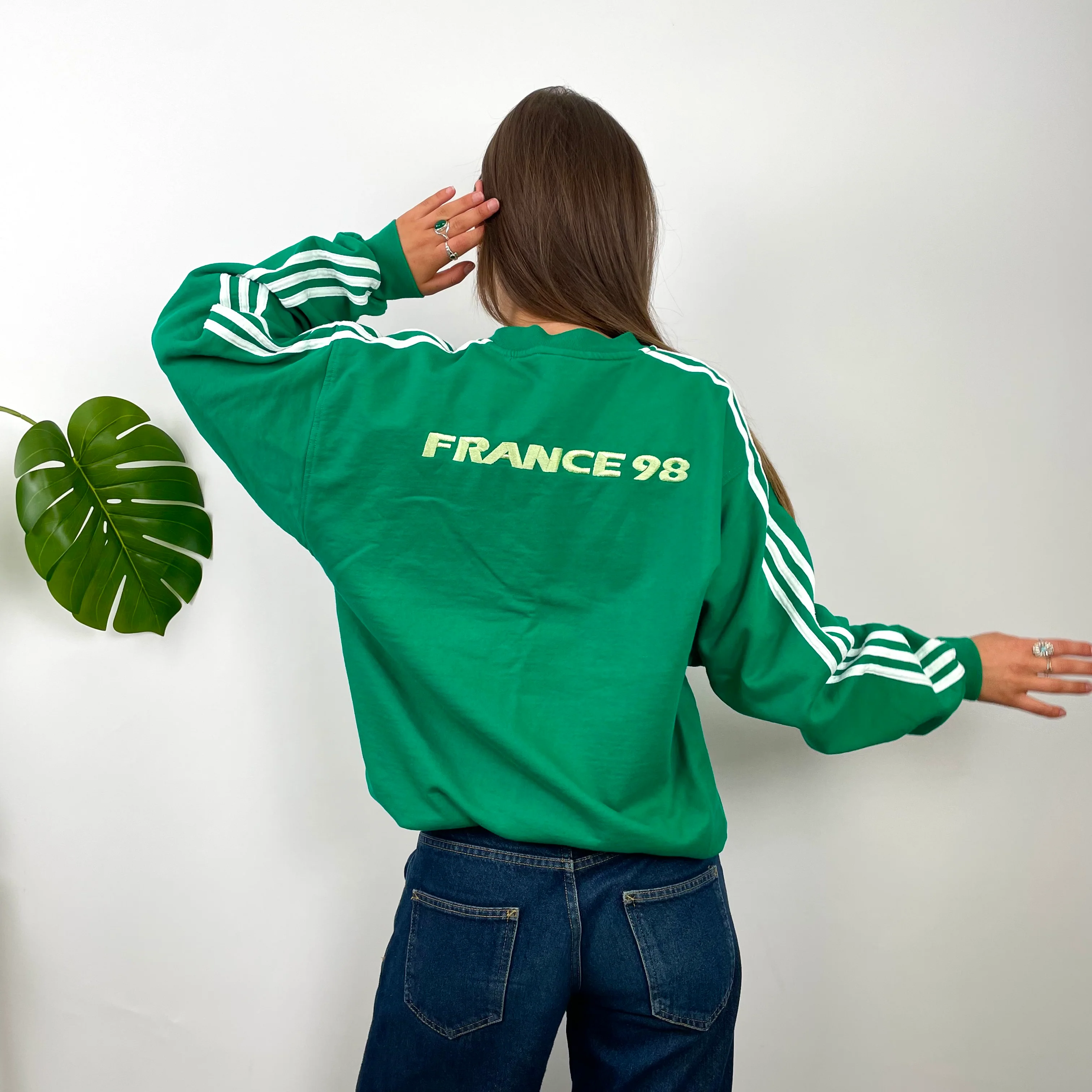 Adidas Green Embroidered Spell Out Sweatshirt (M) - Image 6