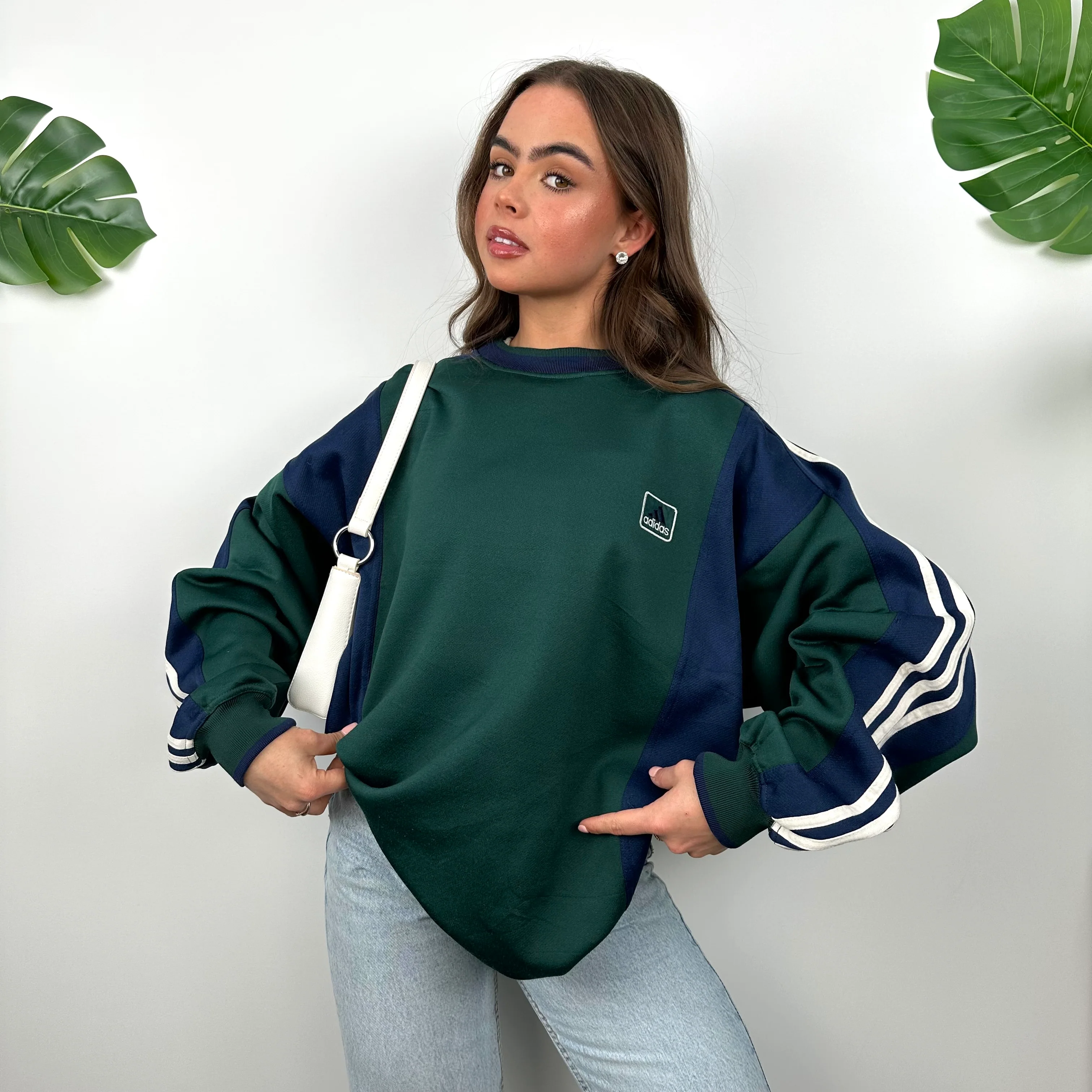 Adidas Green Embroidered Spell Out Sweatshirt (M) - Image 2