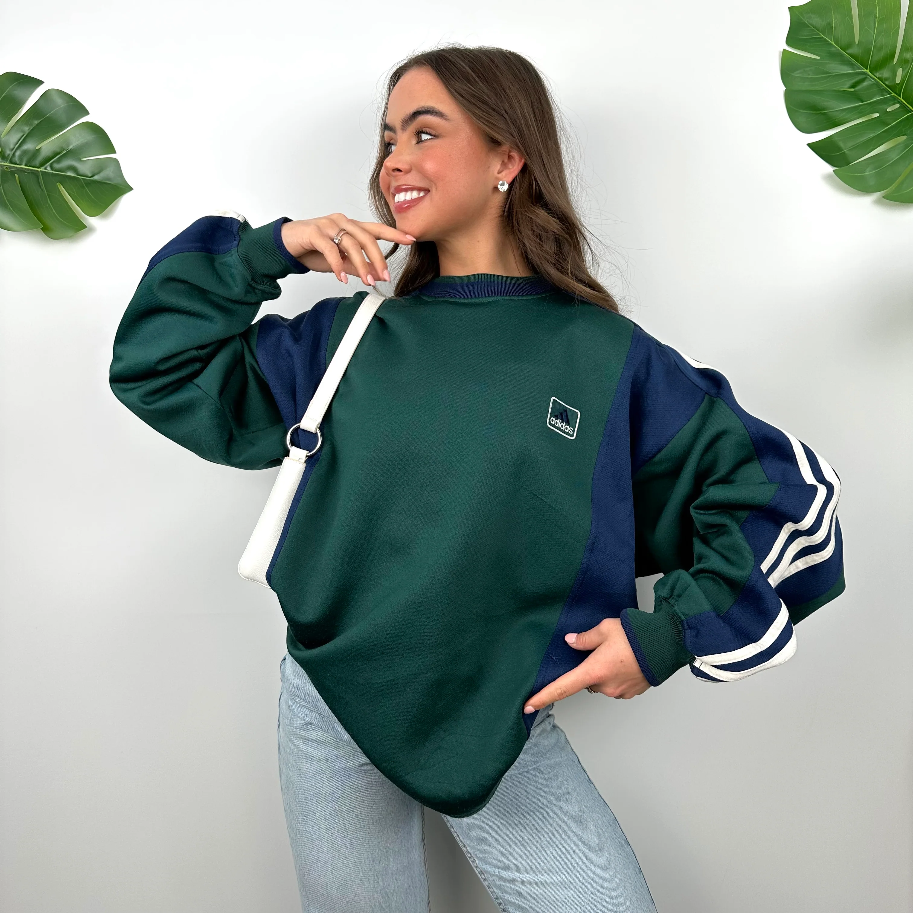 Adidas Green Embroidered Spell Out Sweatshirt (M) - Image 3