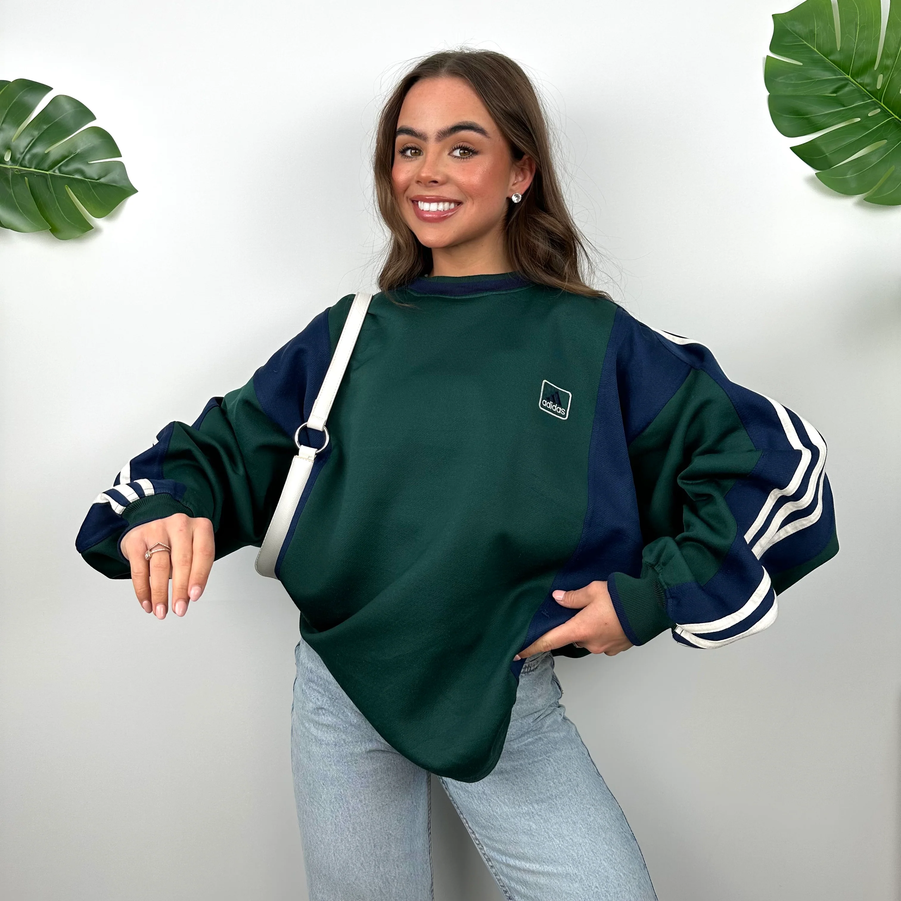 Adidas Green Embroidered Spell Out Sweatshirt (M) - Image 5
