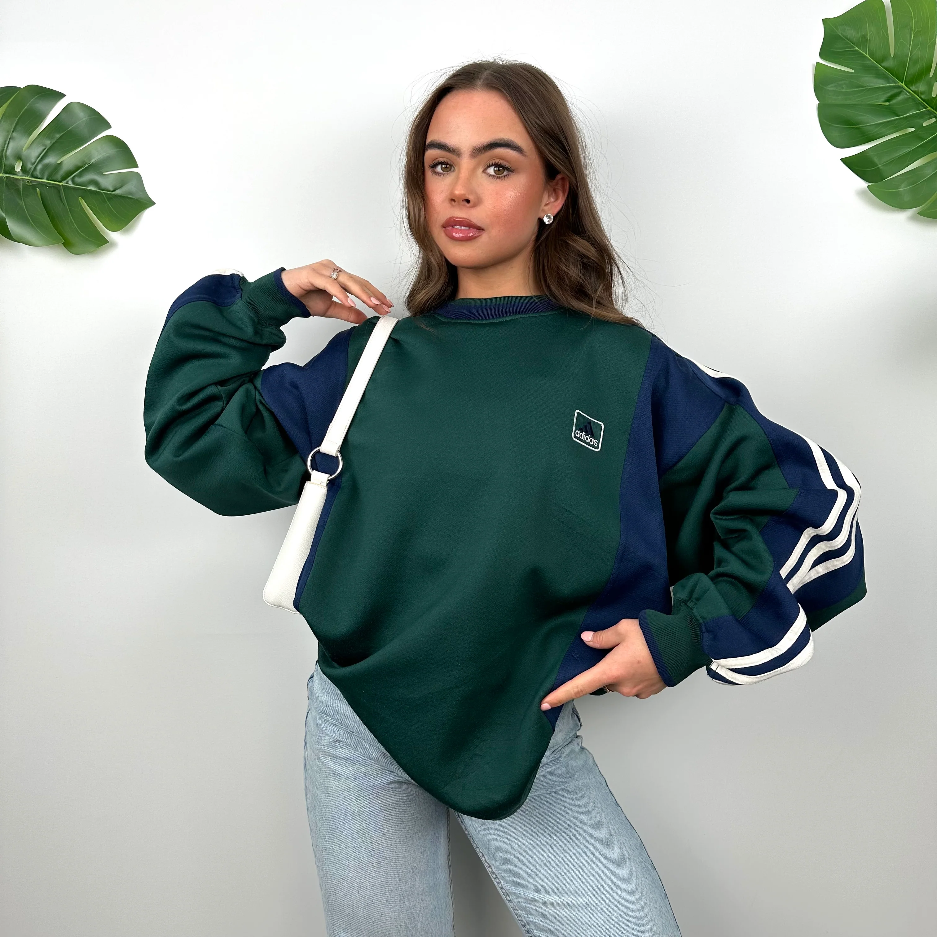 Adidas Green Embroidered Spell Out Sweatshirt (M) - Image 6