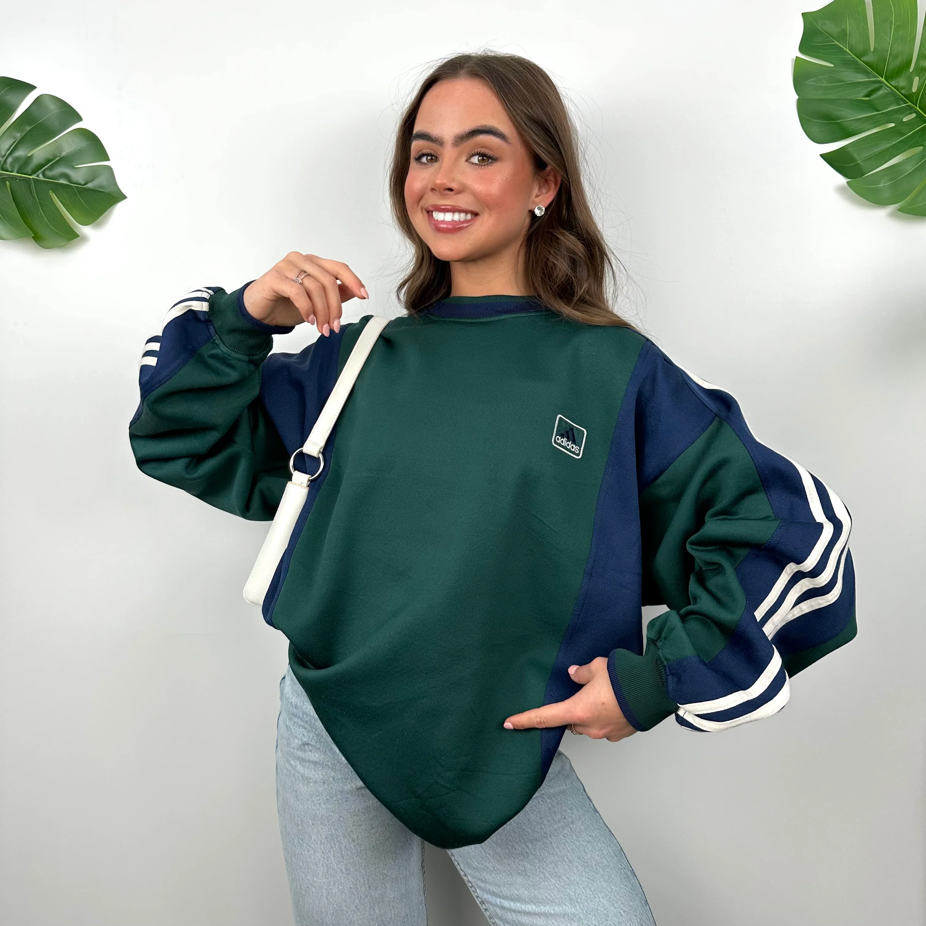 Adidas Green Embroidered Spell Out Sweatshirt (M) - Image 7