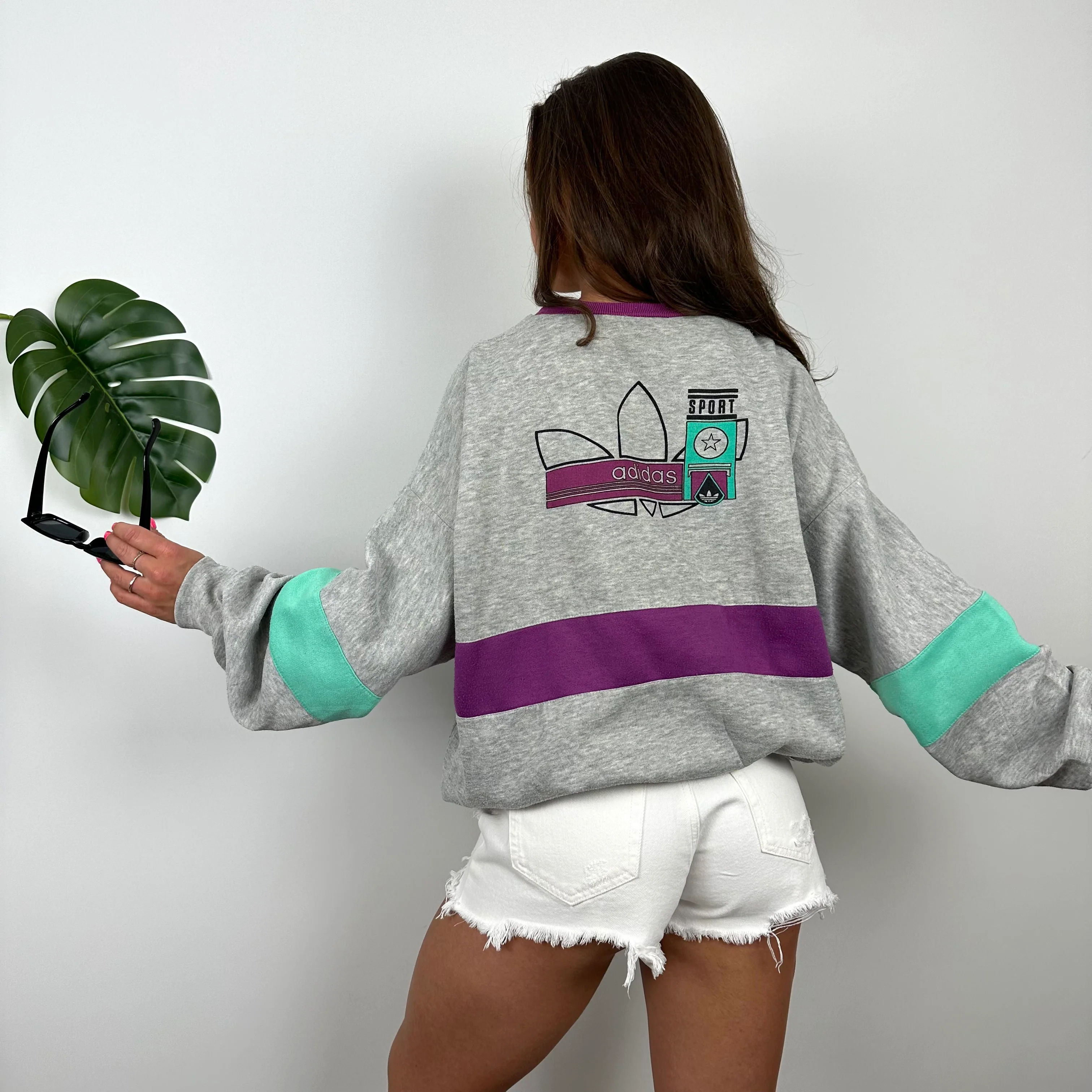 Adidas Grey Colour Block Sweatshirt (S) - Image 4