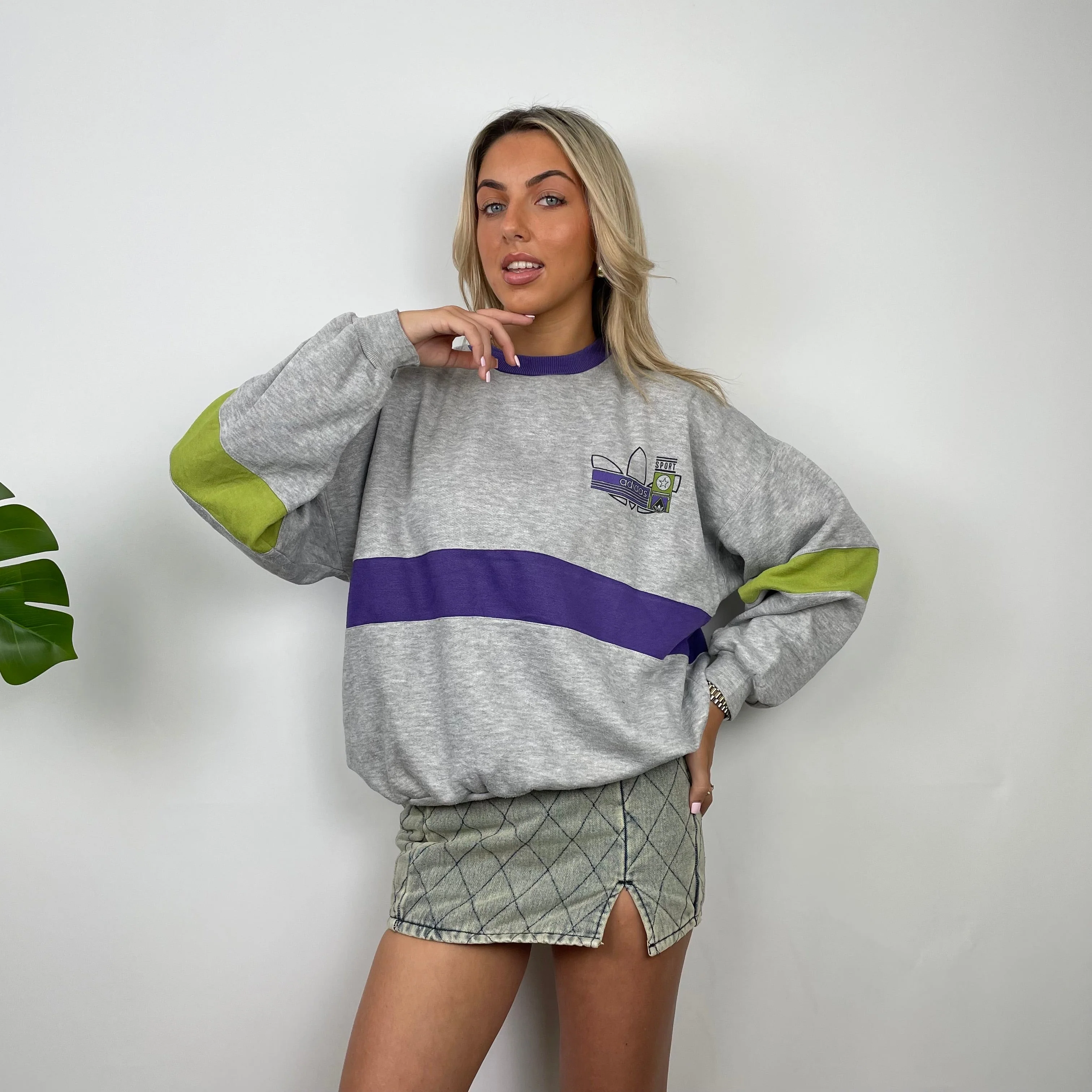 Adidas Grey Colour Block Sweatshirt (M)