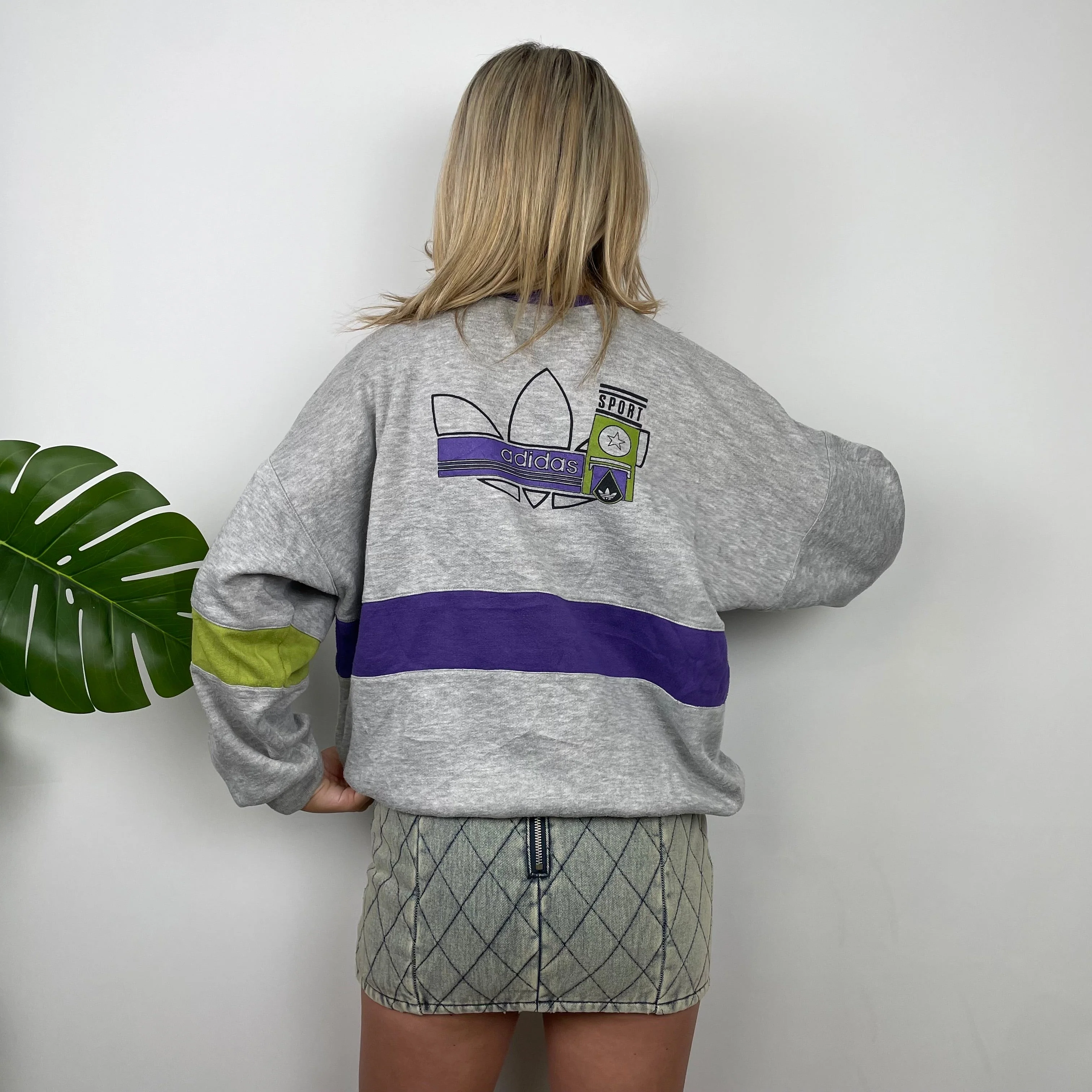 Adidas Grey Colour Block Sweatshirt (M) - Image 3