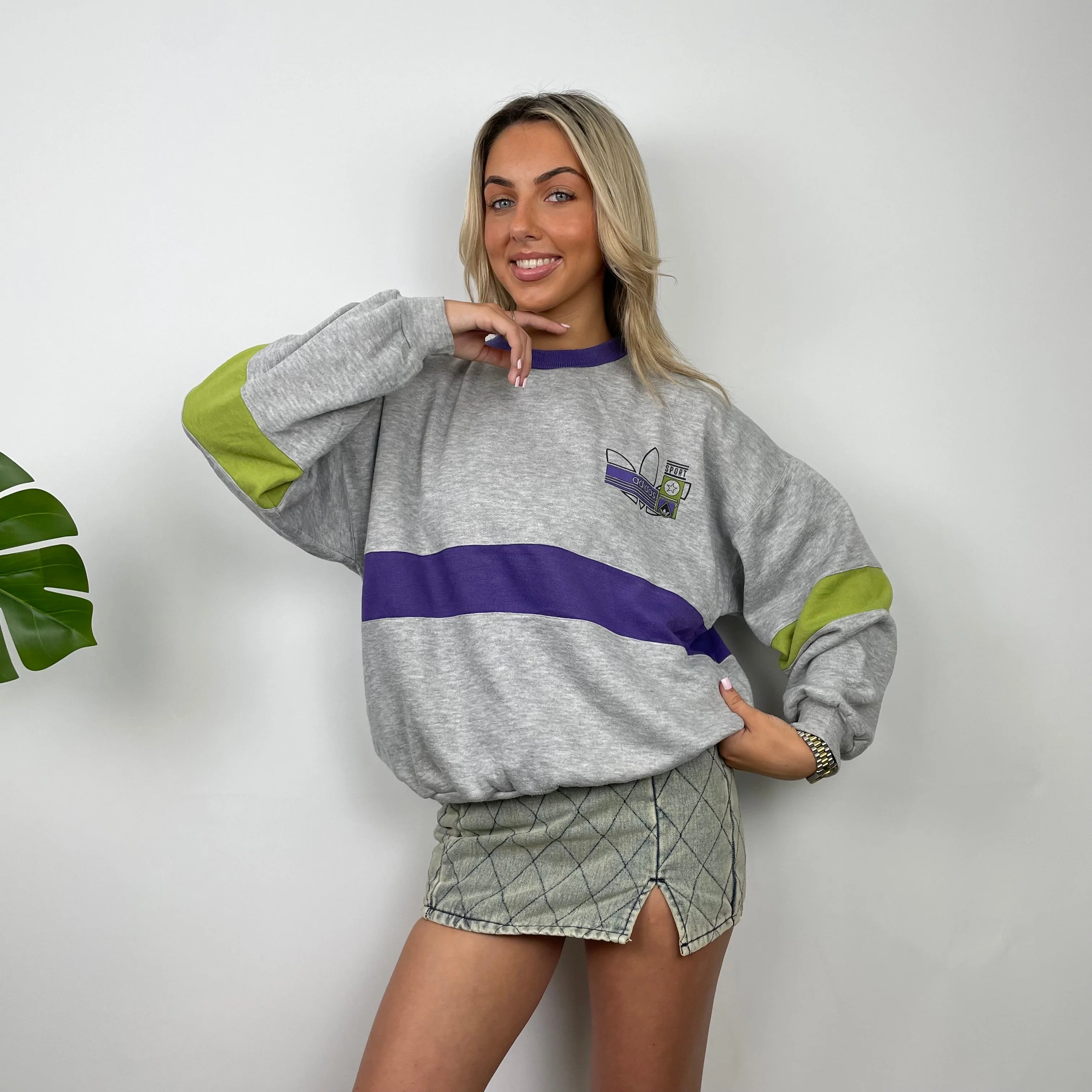 Adidas Grey Colour Block Sweatshirt (M) - Image 5
