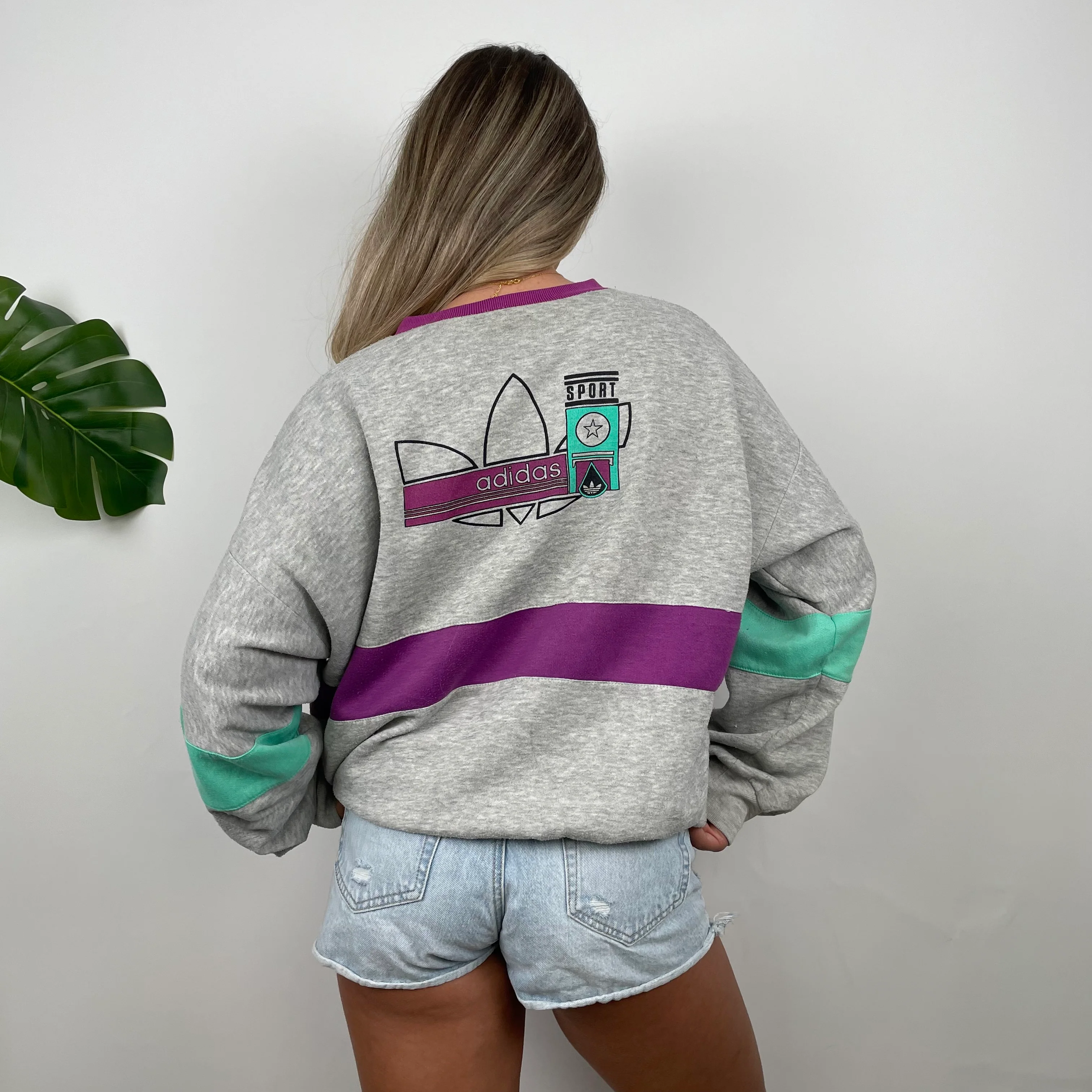 Adidas Grey Colour Block Sweatshirt (S) - Image 2