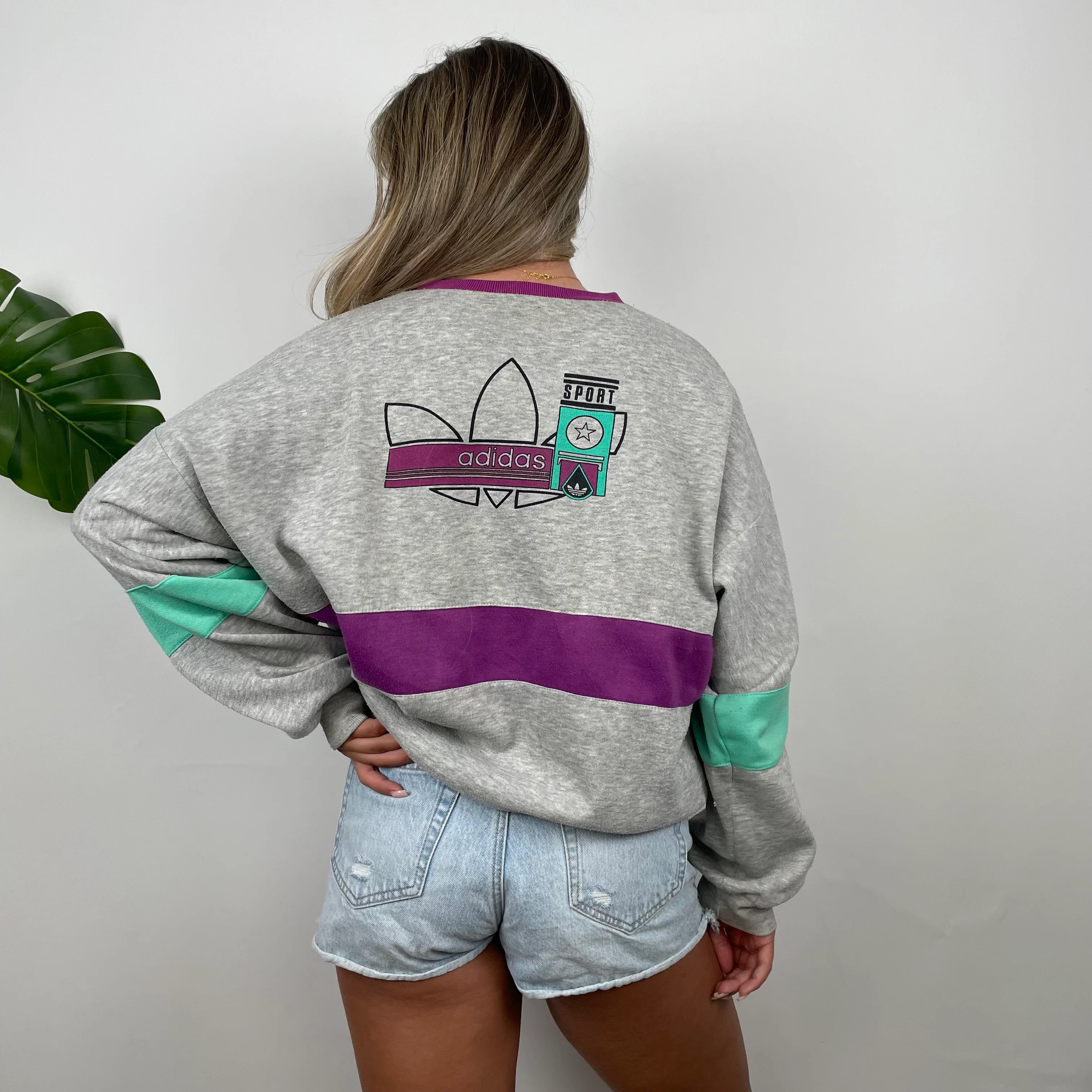 Adidas Grey Colour Block Sweatshirt (S) - Image 4