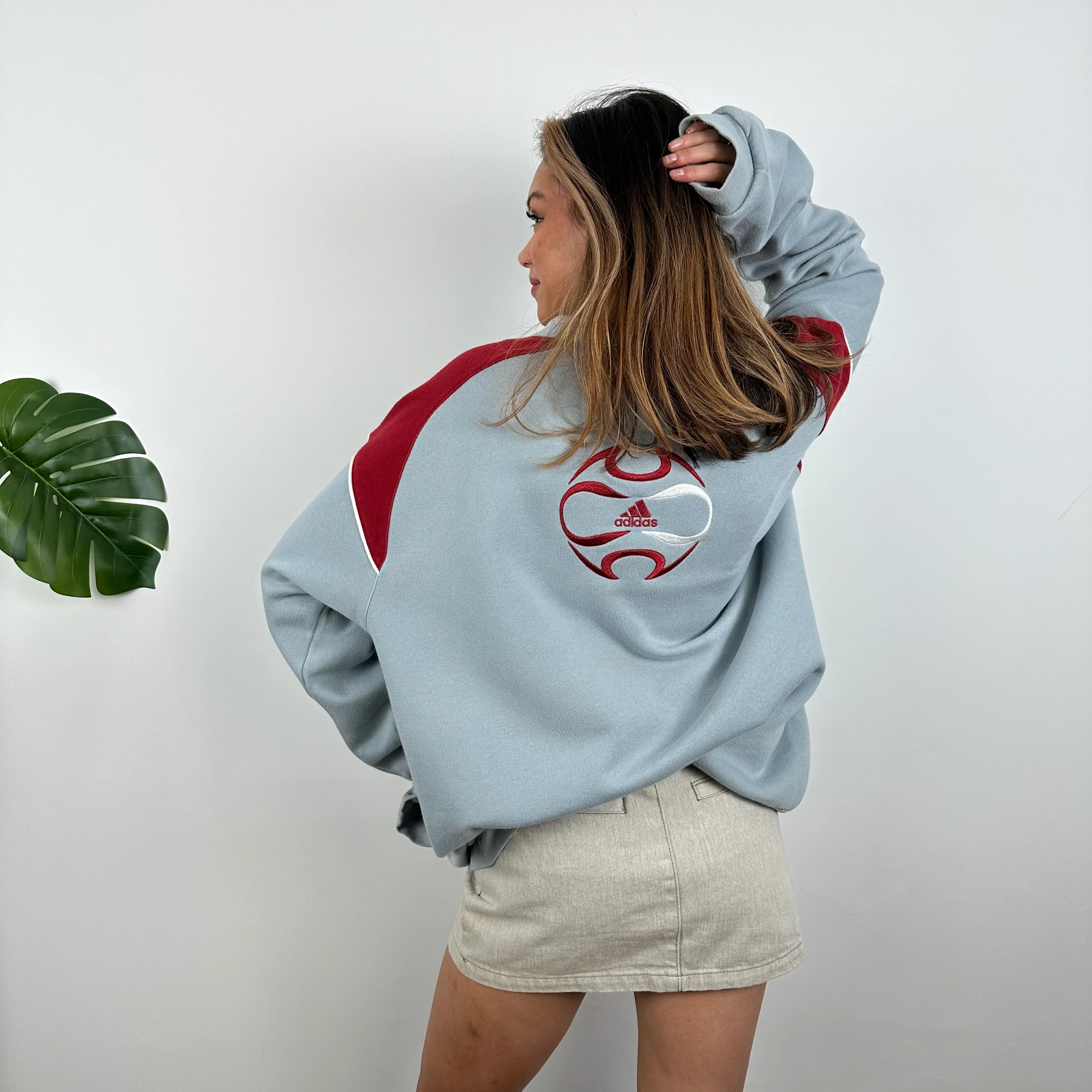 Adidas Grey Embroidered Spell Out Quarter Zip Sweatshirt (XL) - Image 9