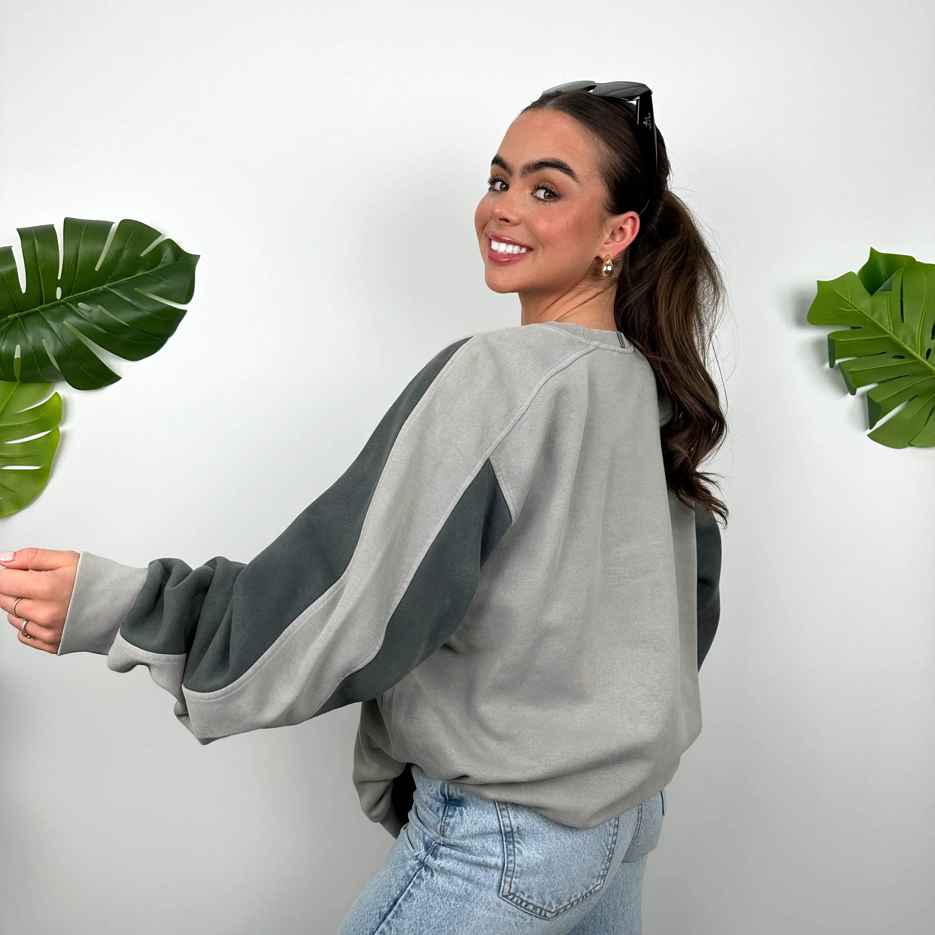 Adidas Grey Embroidered Spell Out Sweatshirt (L) - Image 7