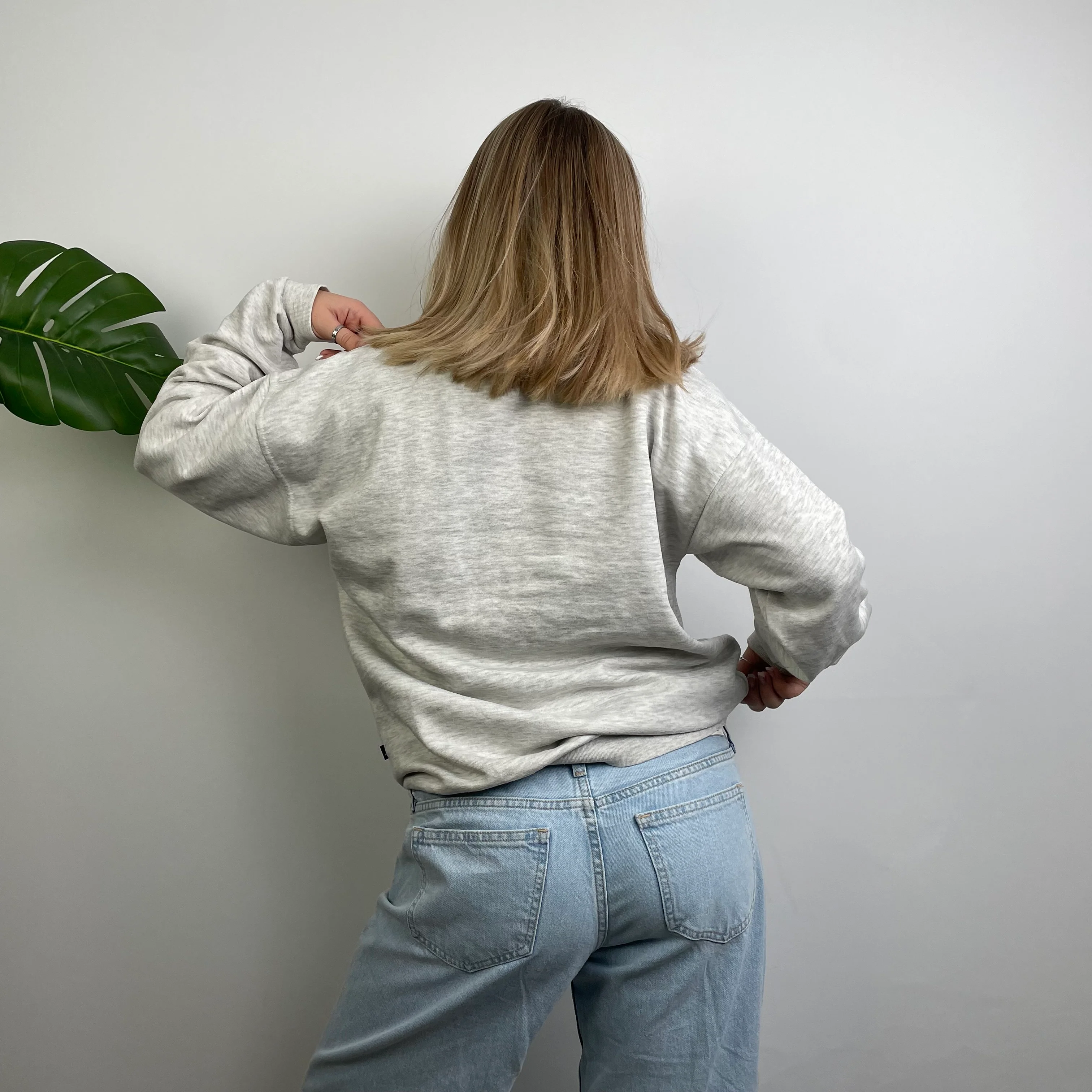 Adidas Grey Embroidered Spell Out Sweatshirt (M) - Image 5