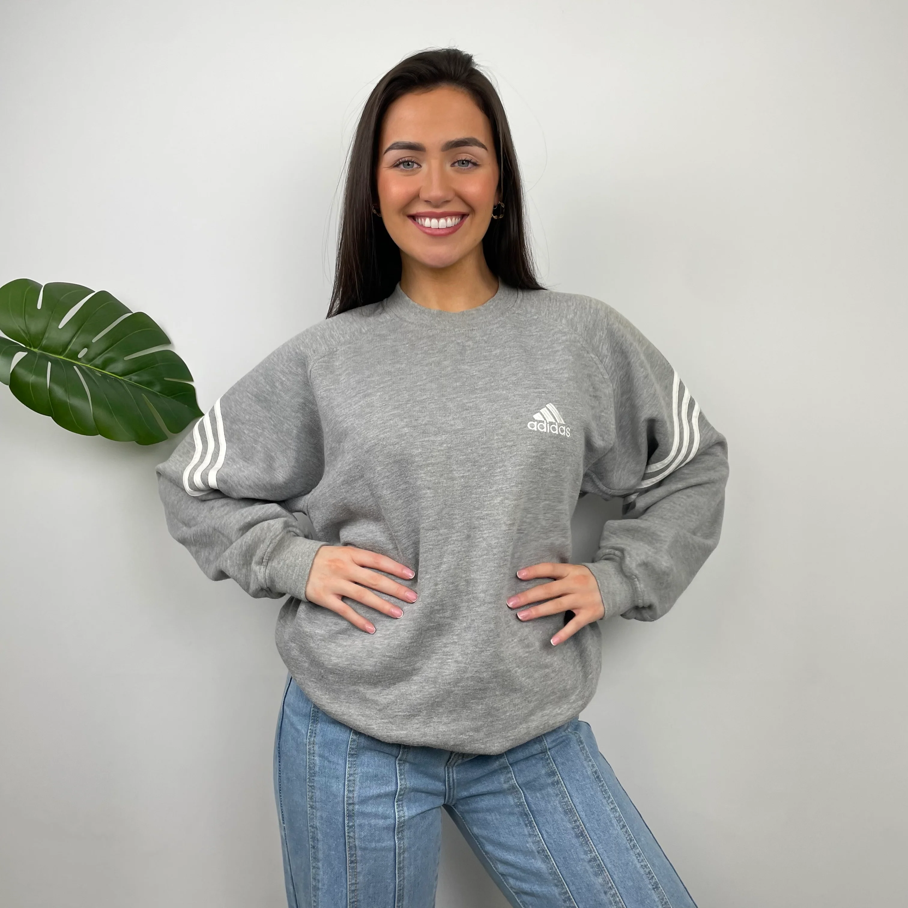 Adidas Grey Embroidered Spell Out Sweatshirt (L) - Image 10