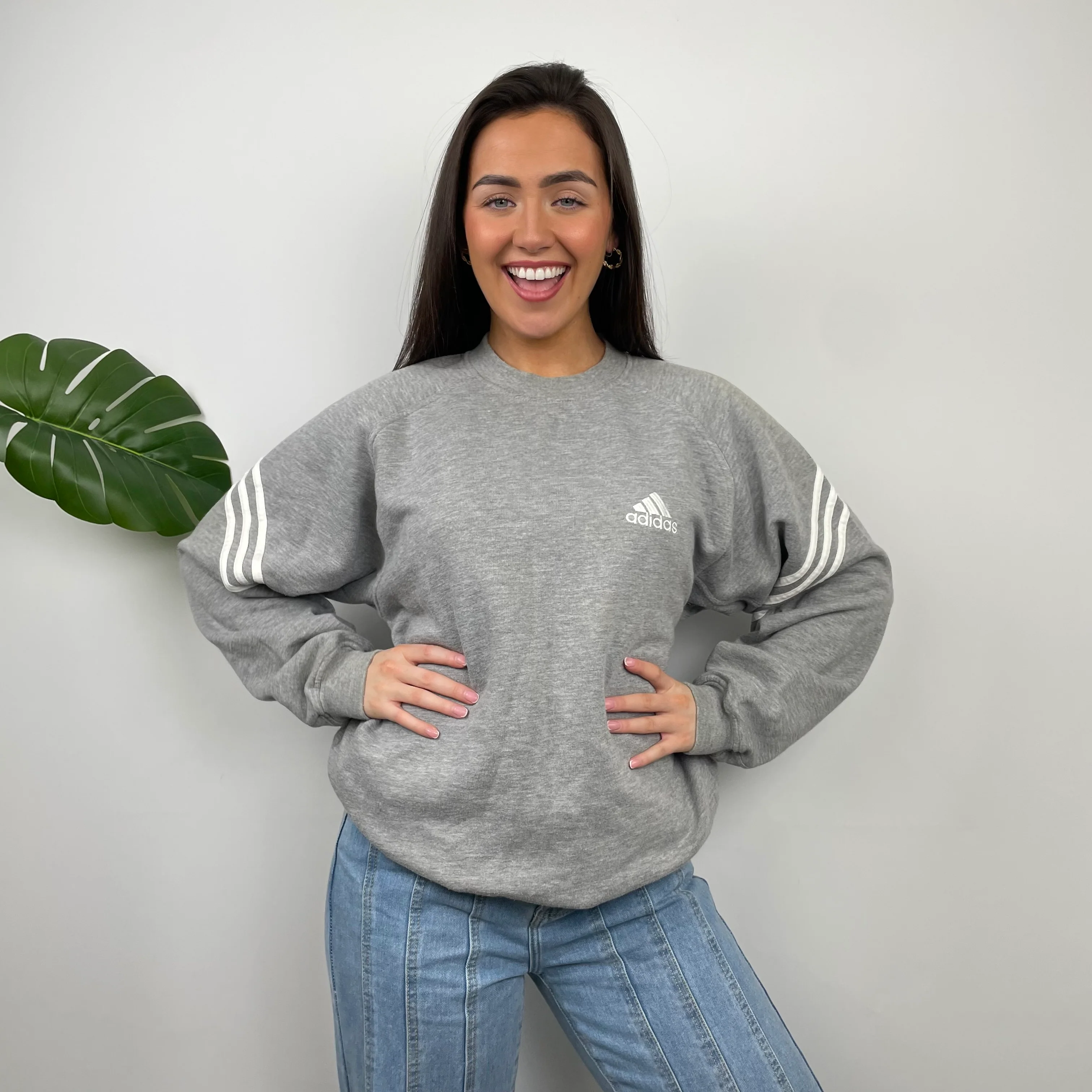Adidas Grey Embroidered Spell Out Sweatshirt (L) - Image 11