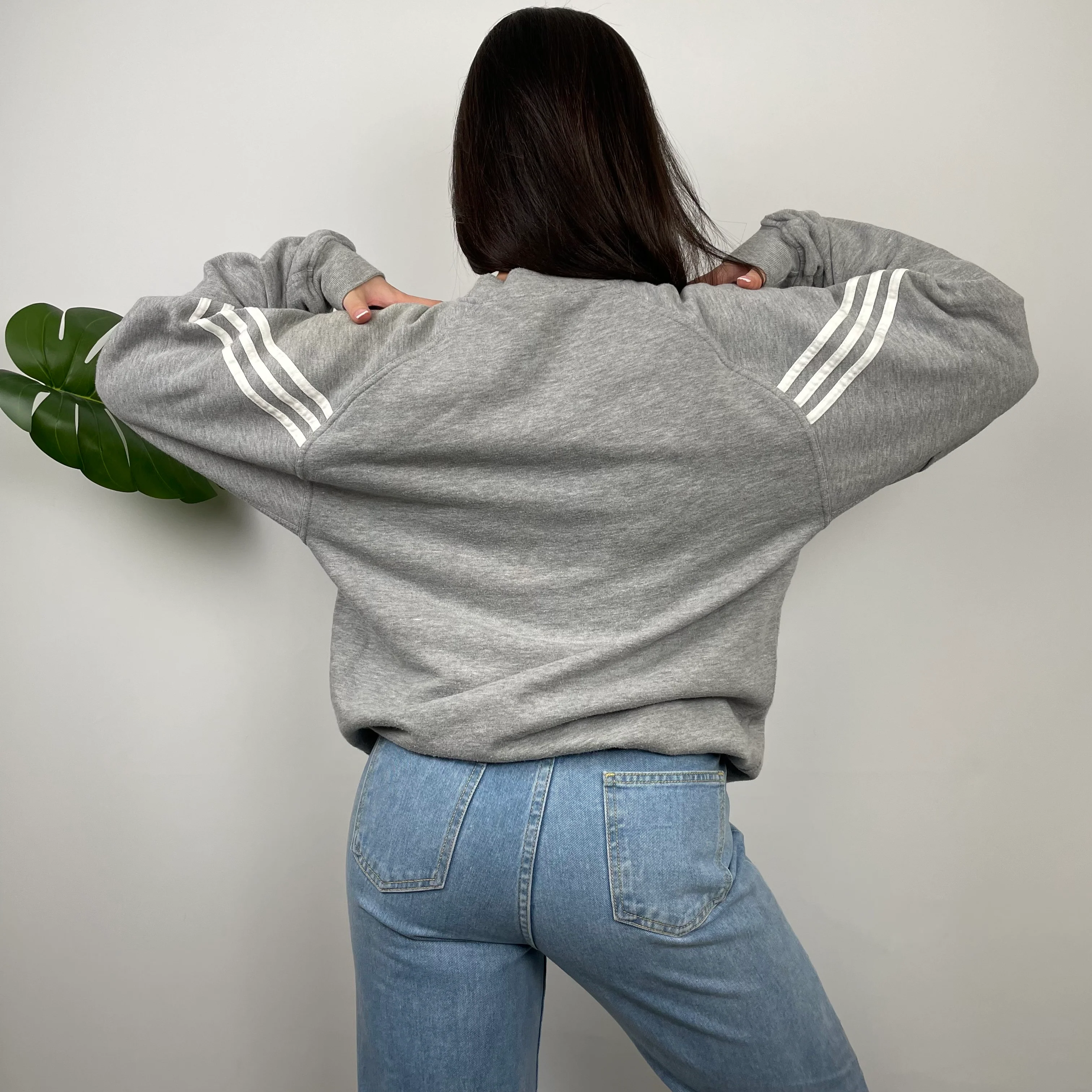 Adidas Grey Embroidered Spell Out Sweatshirt (L) - Image 5