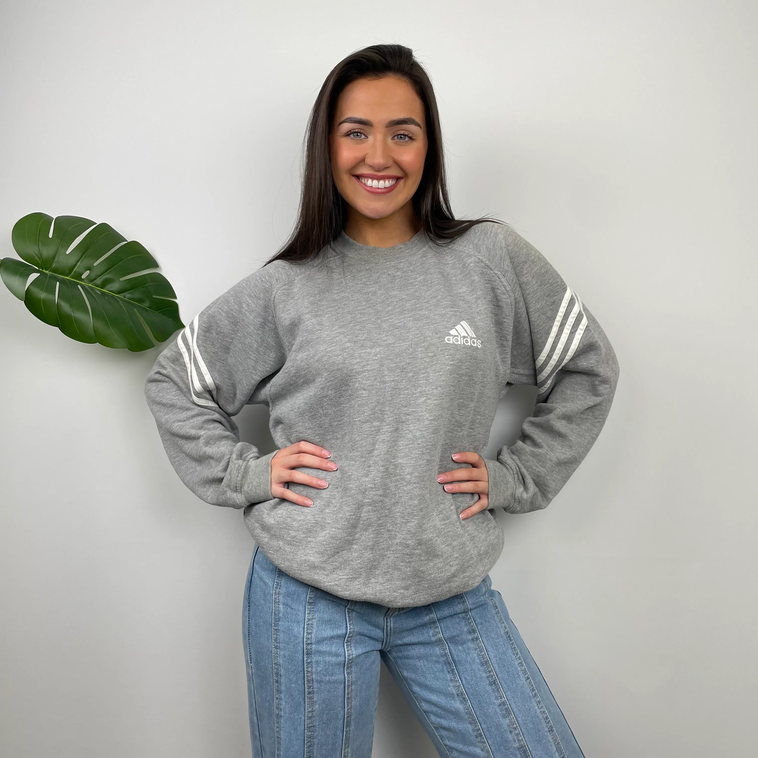 Adidas Grey Embroidered Spell Out Sweatshirt (L) - Image 8