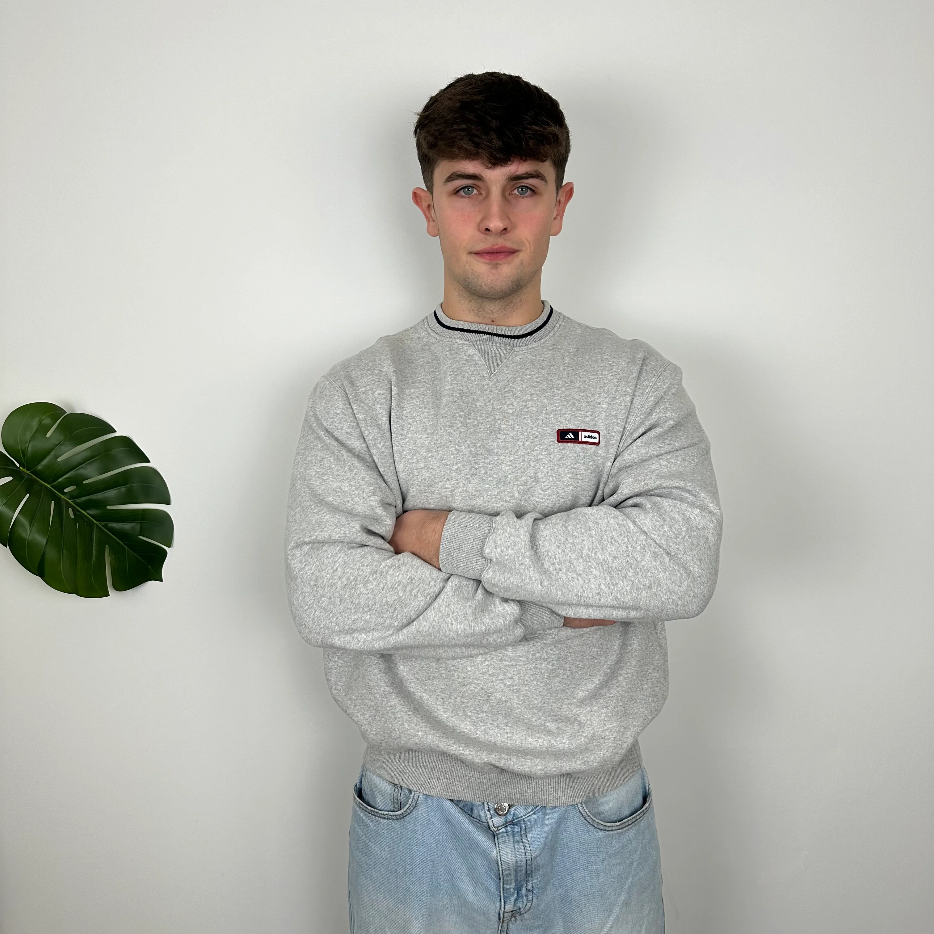 Adidas Grey Embroidered Spell Out Sweatshirt (XL) - Image 2