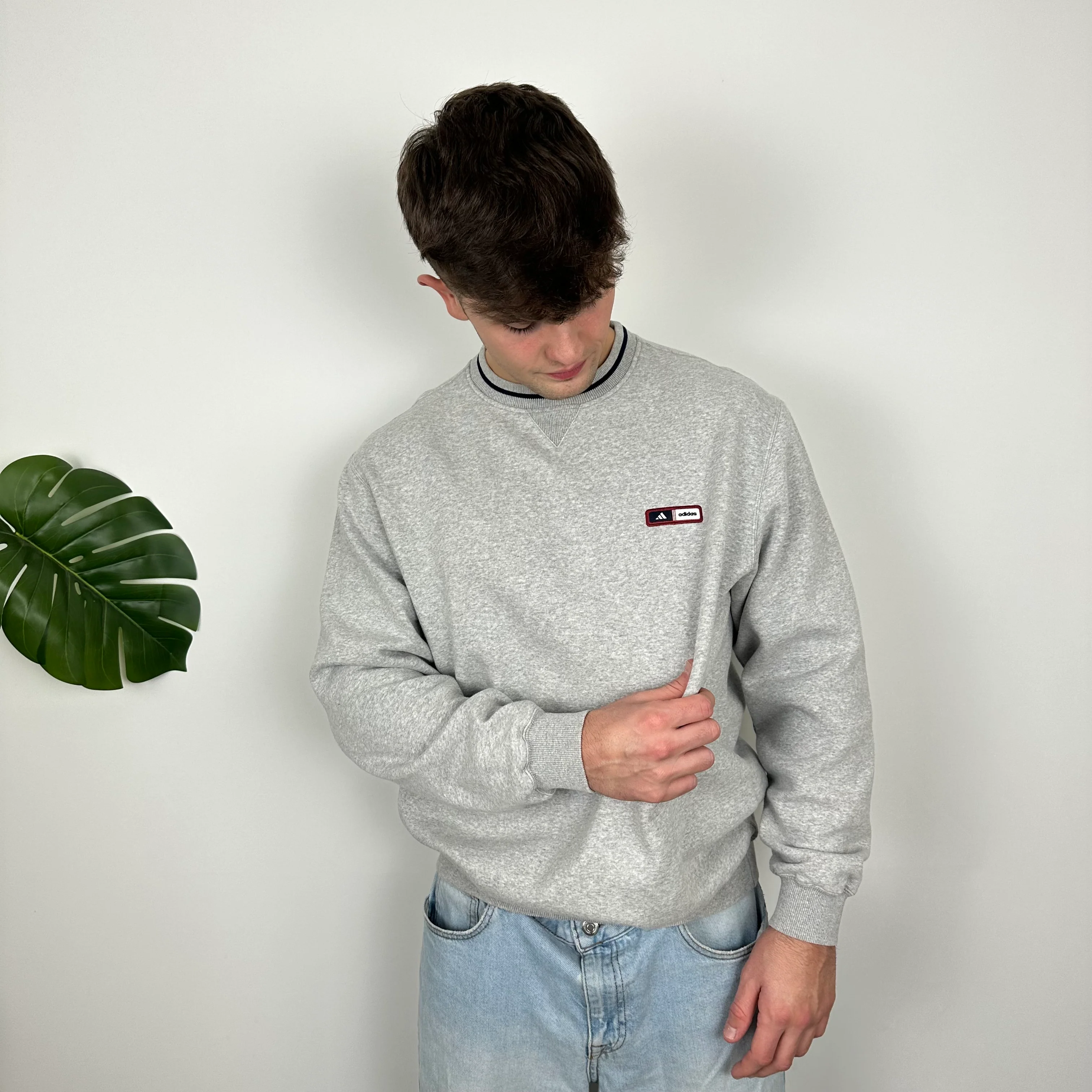 Adidas Grey Embroidered Spell Out Sweatshirt (XL) - Image 3