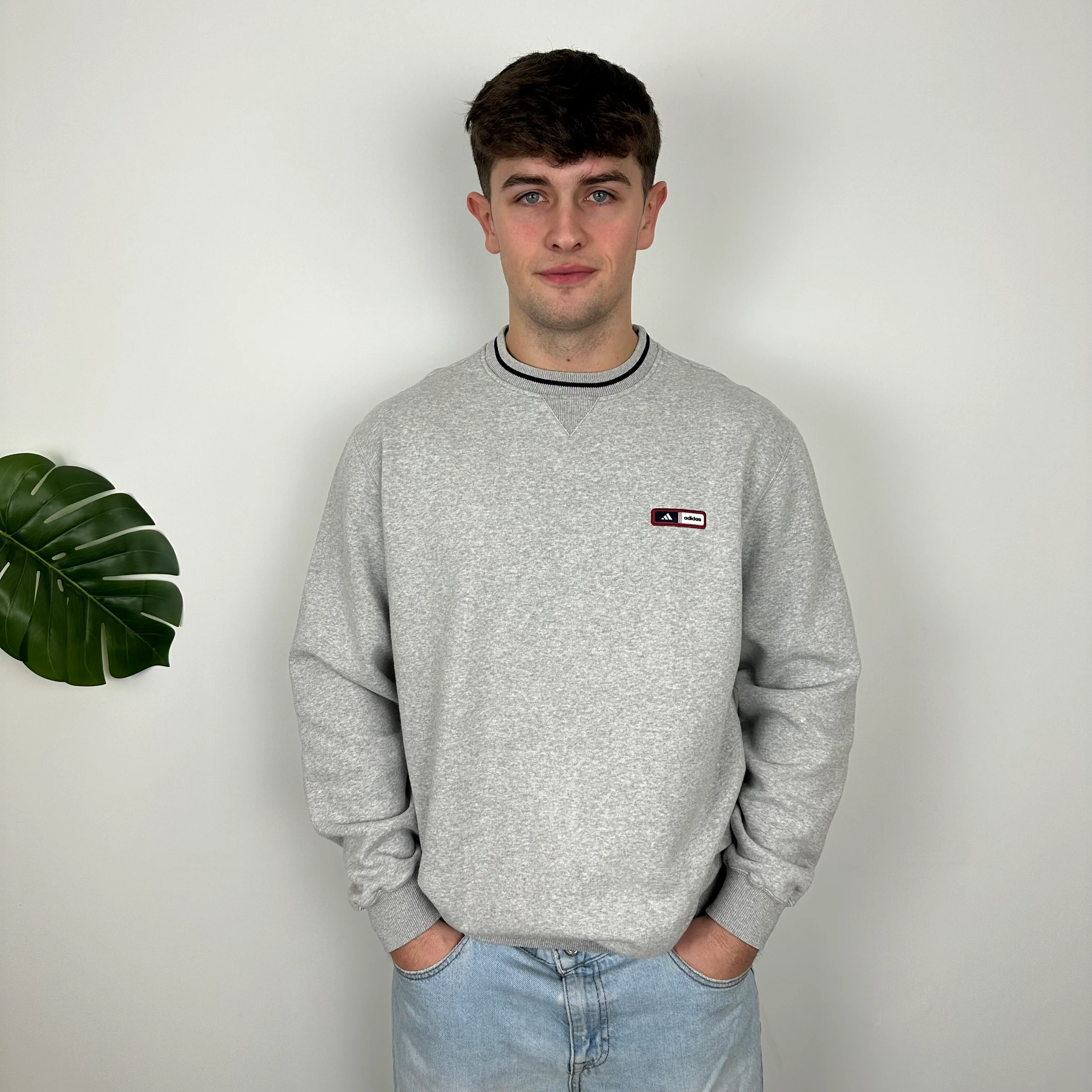 Adidas Grey Embroidered Spell Out Sweatshirt (XL) - Image 4