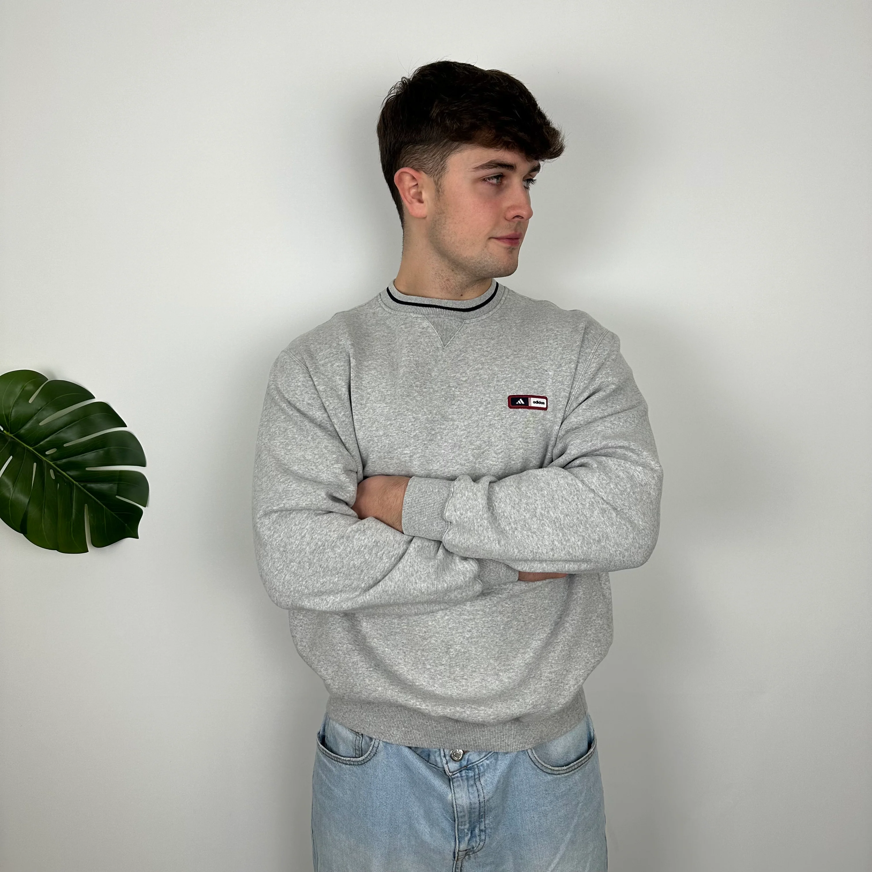 Adidas Grey Embroidered Spell Out Sweatshirt (XL) - Image 6