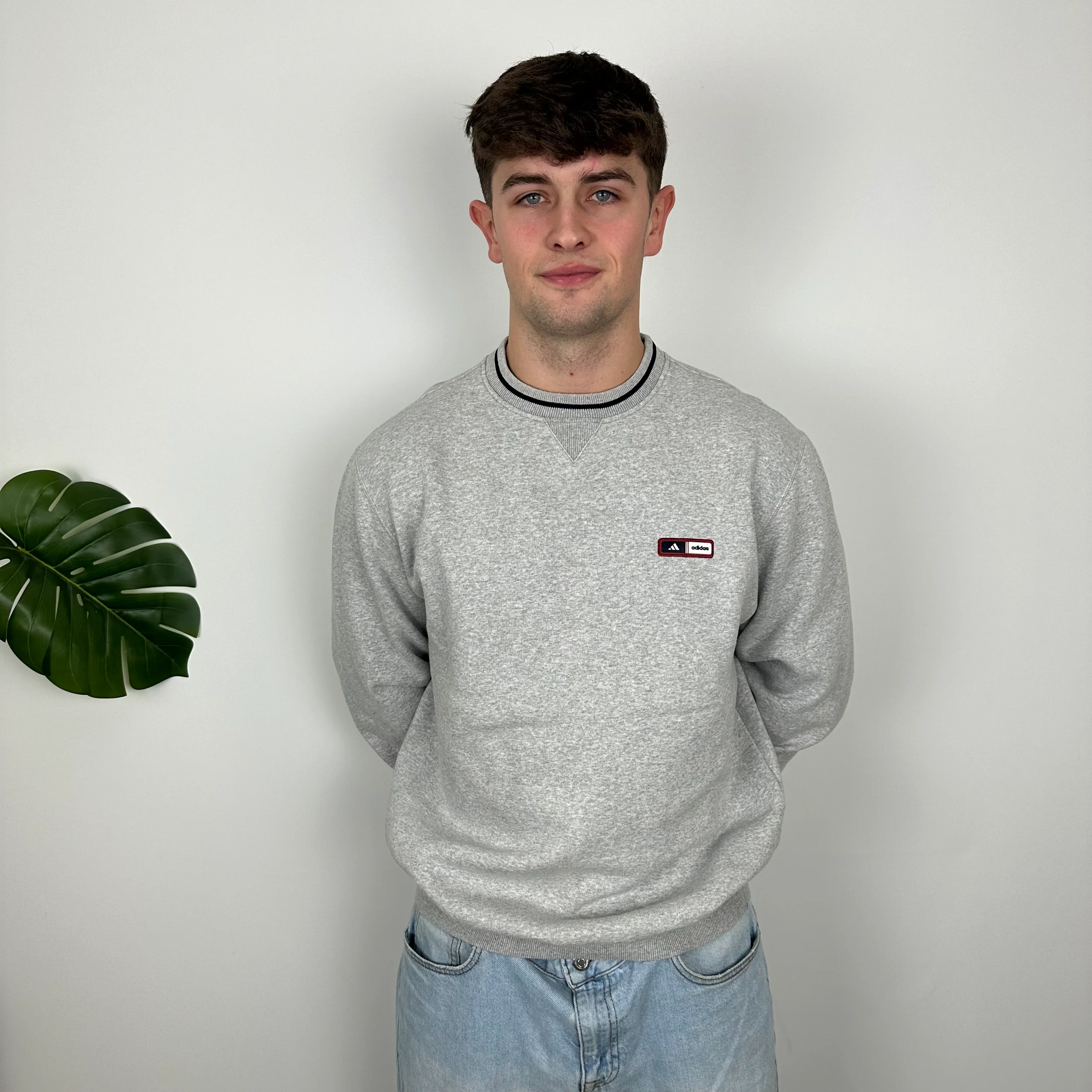 Adidas Grey Embroidered Spell Out Sweatshirt (XL) - Image 7