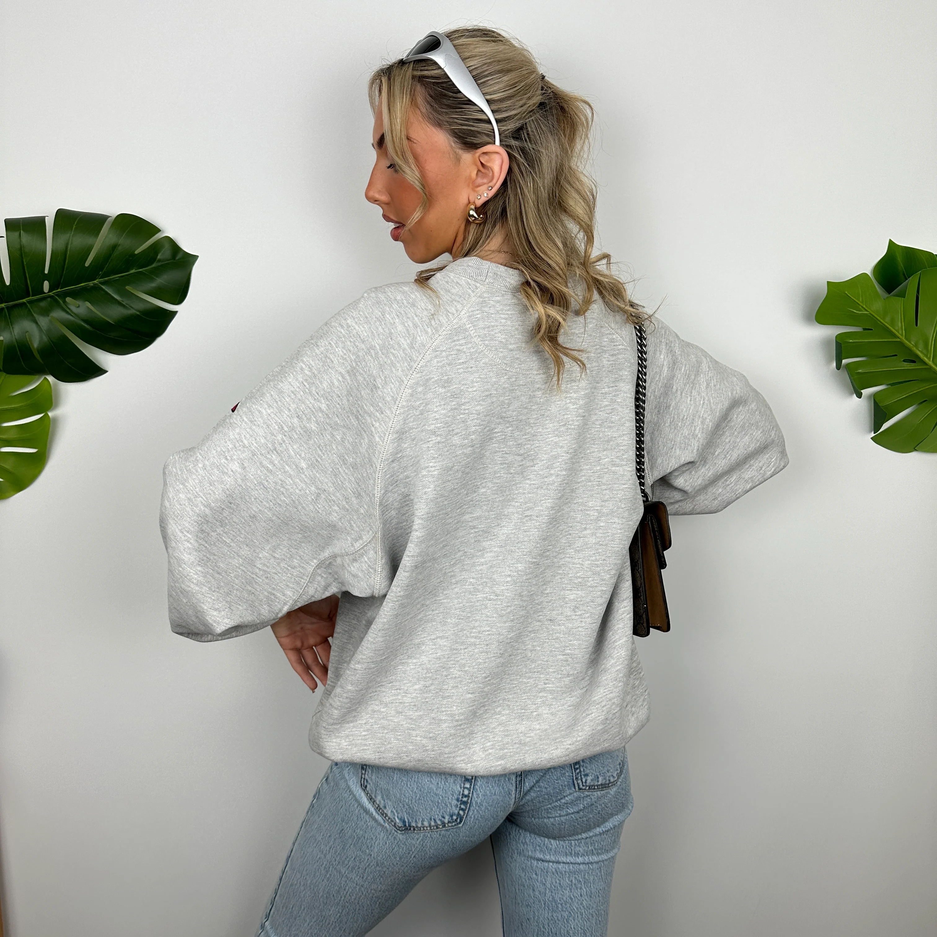 Adidas Grey Embroidered Spell Out Sweatshirt (L) - Image 5