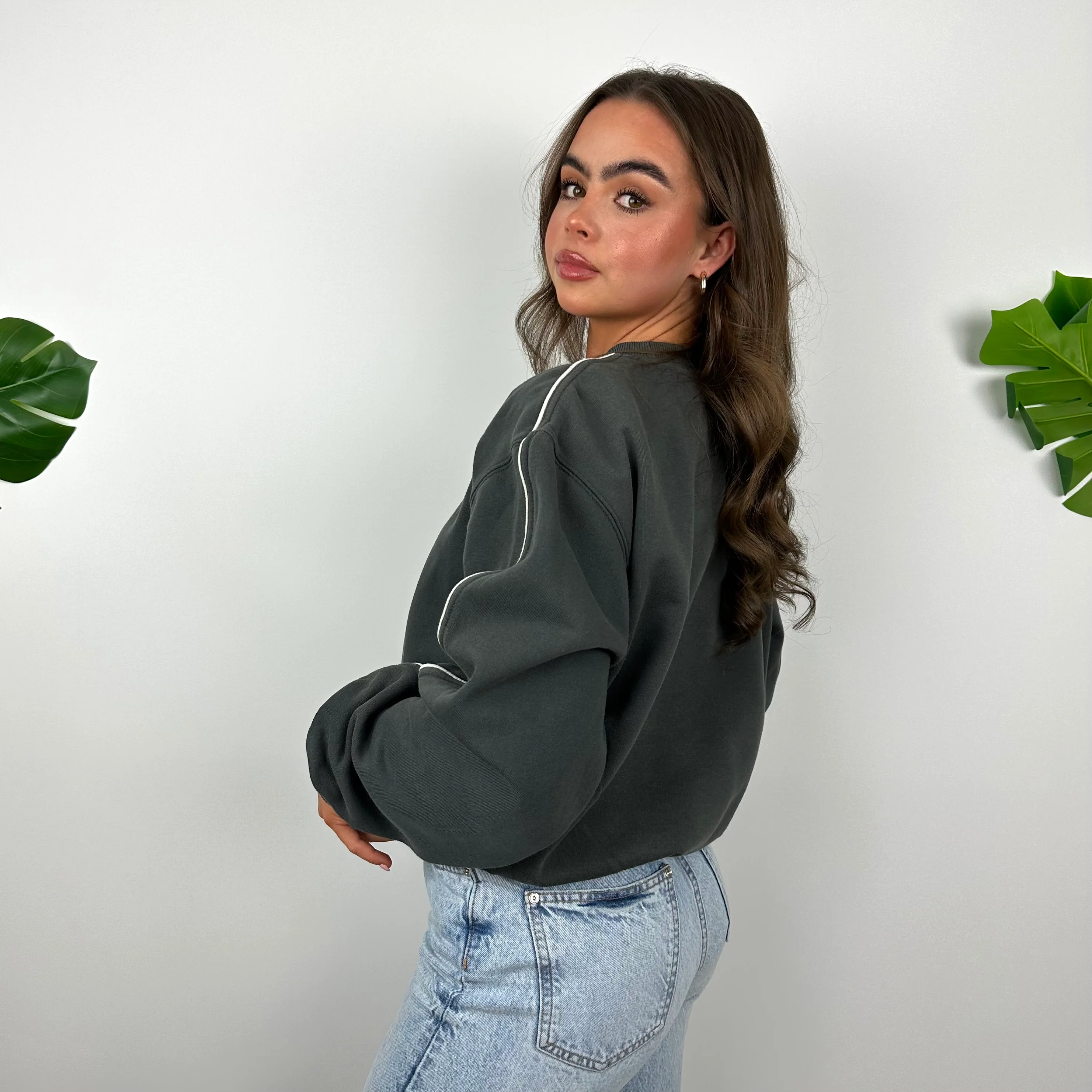 Adidas Grey Embroidered Spell Out Sweatshirt (M) - Image 5
