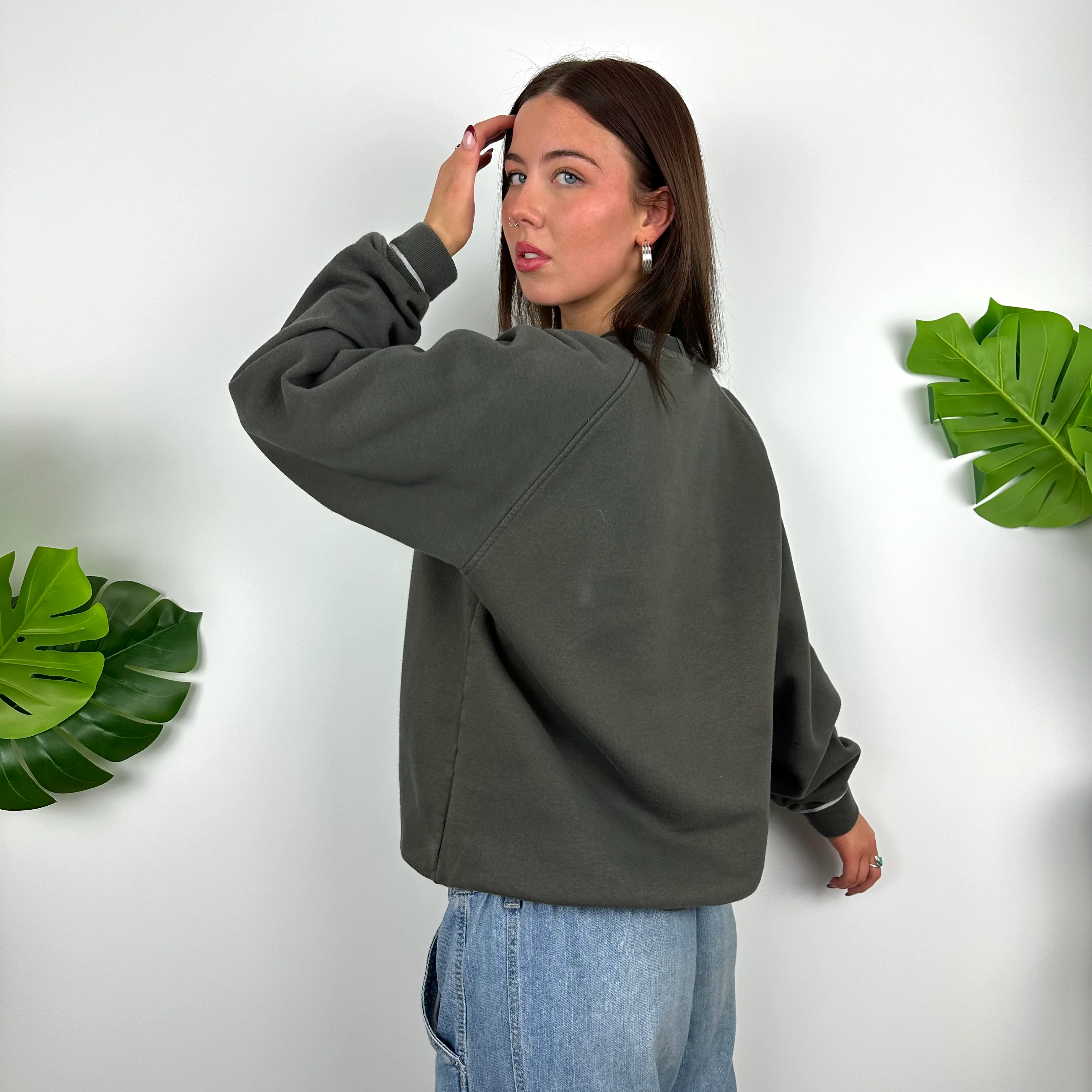 Adidas Grey Embroidered Spell Out Sweatshirt (M) - Image 6