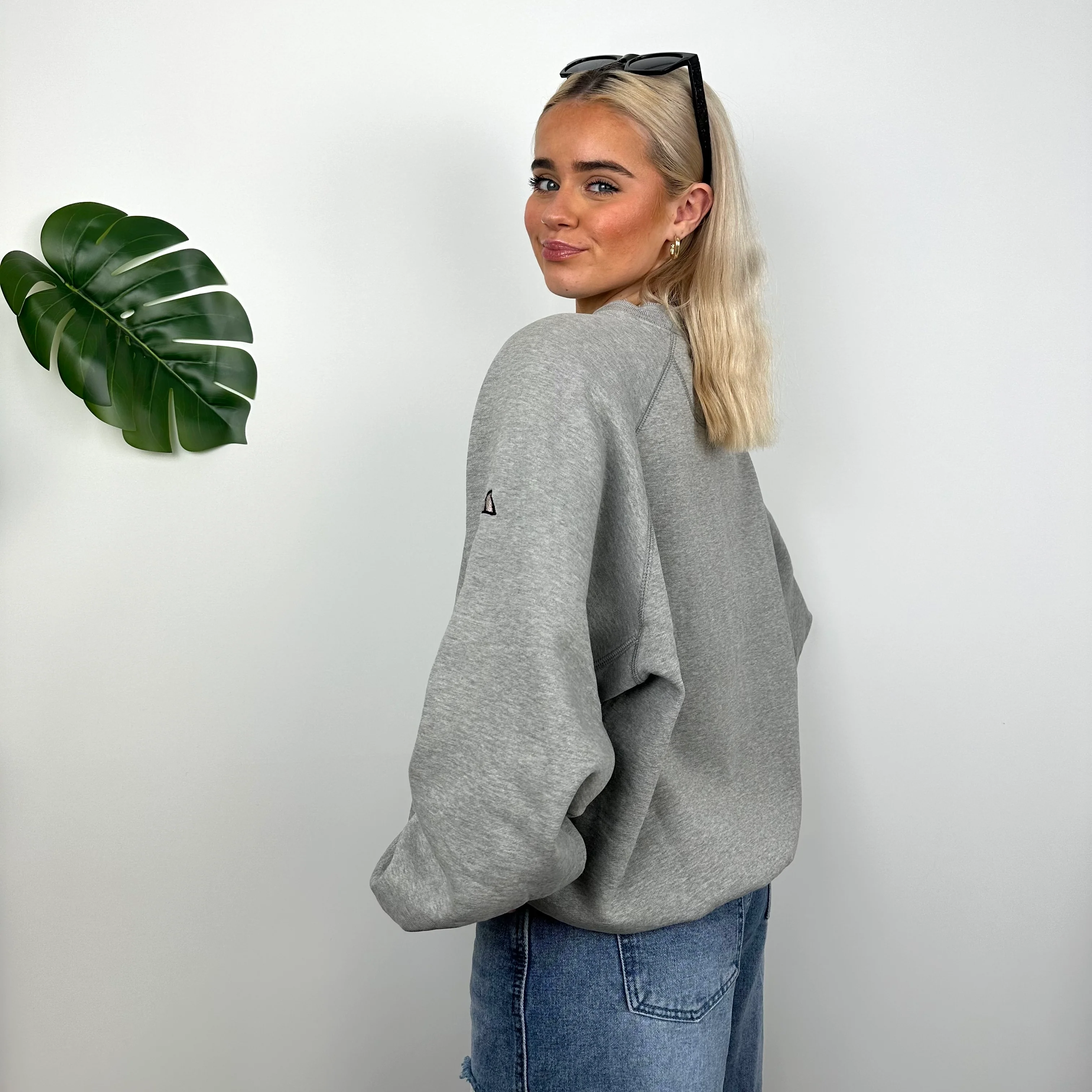 Adidas Grey Embroidered Spell Out Sweatshirt (M) - Image 6