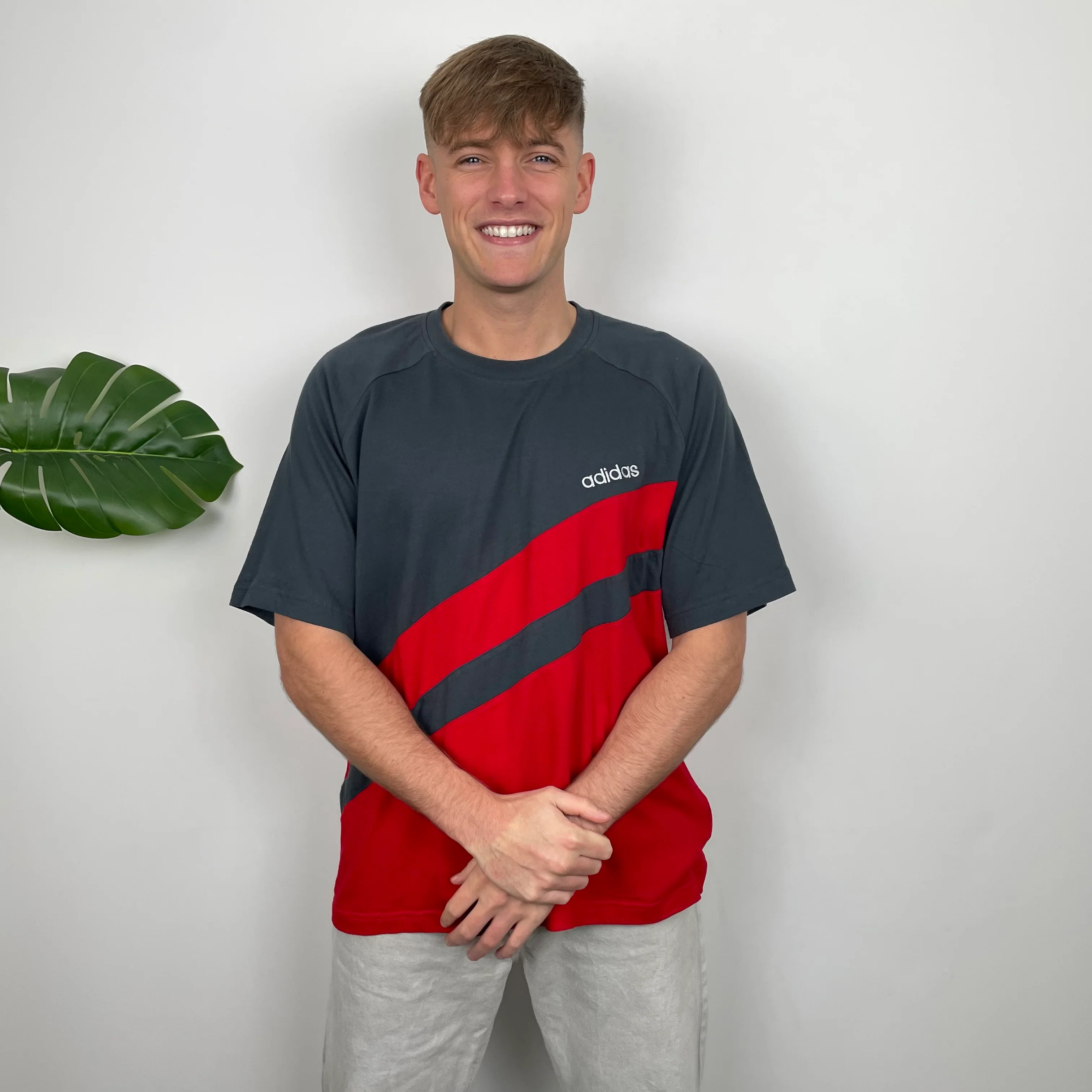 Adidas Grey Embroidered Spell Out T Shirt (XL) - Image 2
