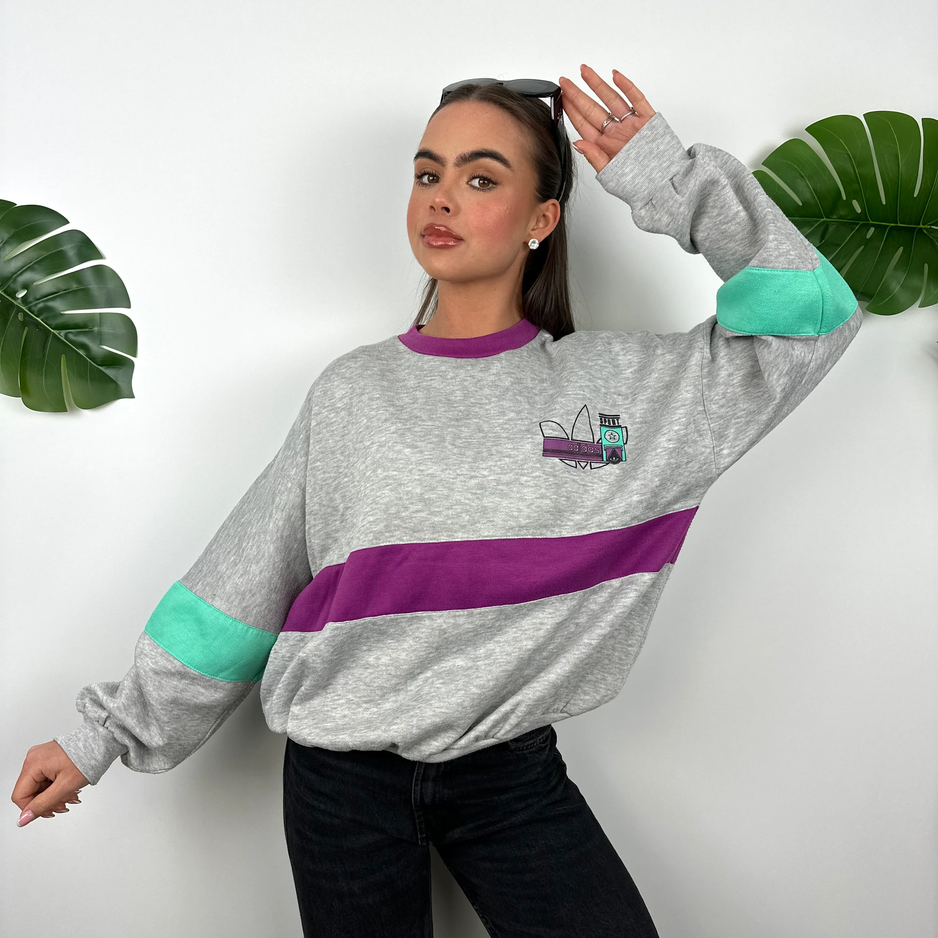Adidas Grey Spell Out Sweatshirt (S) - Image 2
