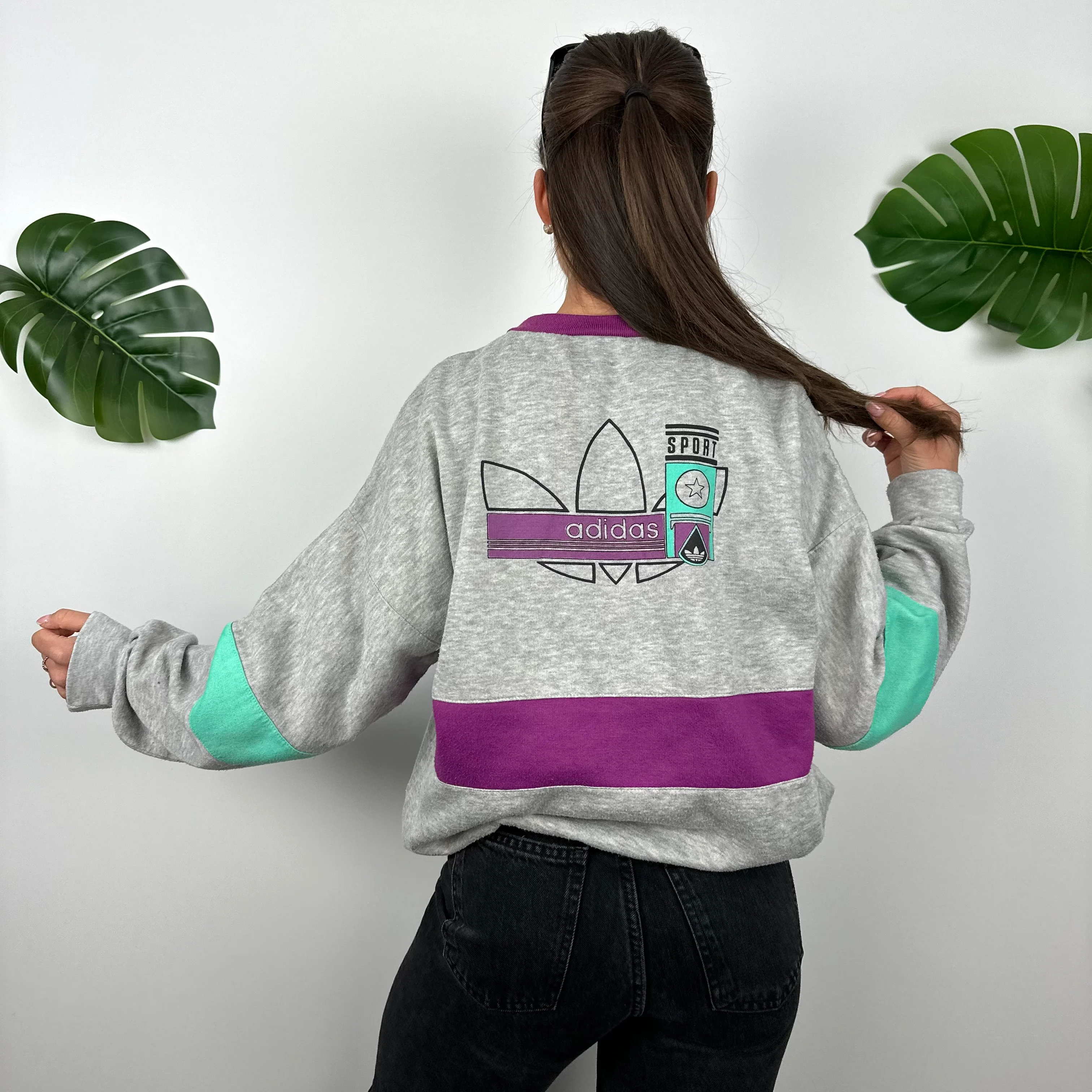 Adidas Grey Spell Out Sweatshirt (S) - Image 3