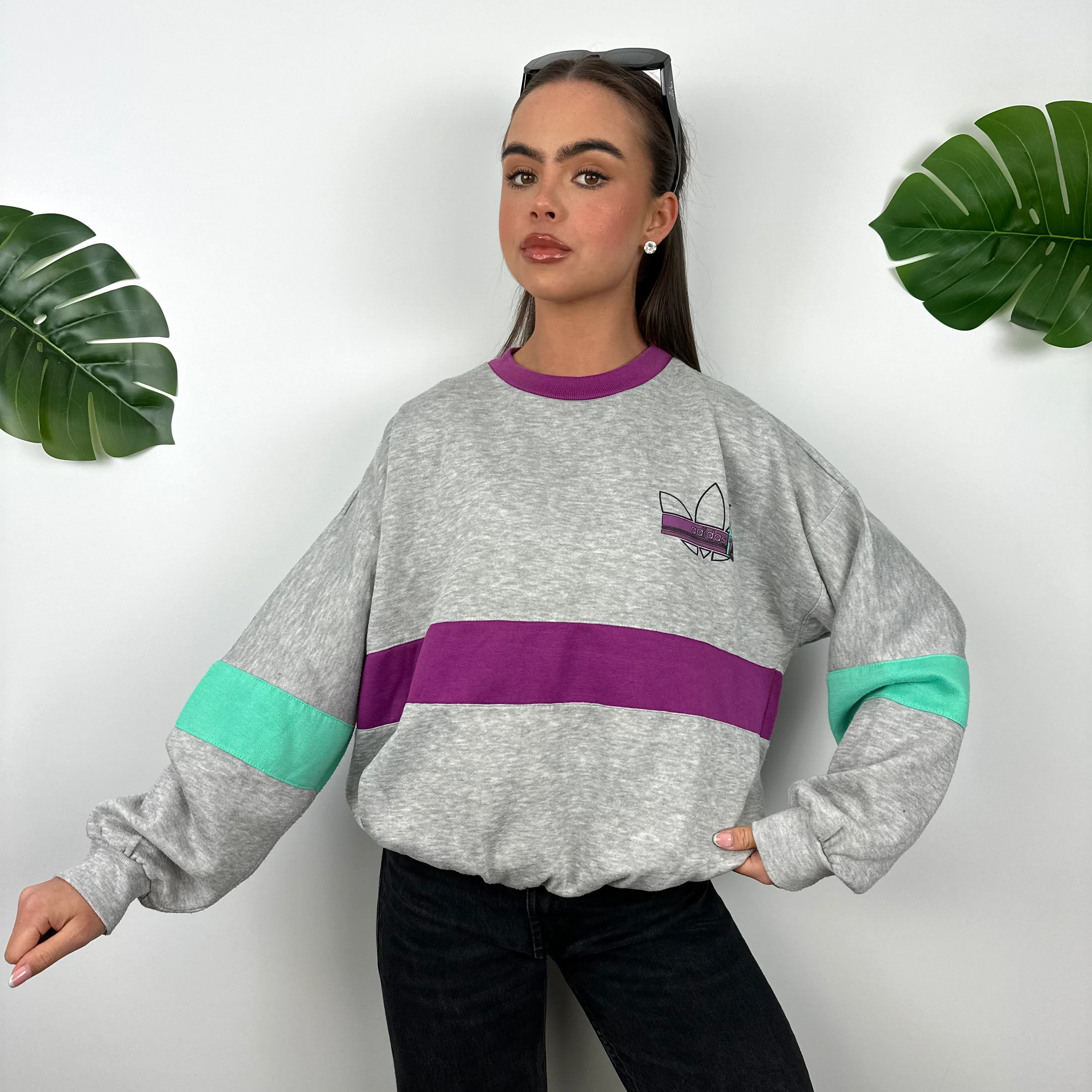 Adidas Grey Spell Out Sweatshirt (S) - Image 4
