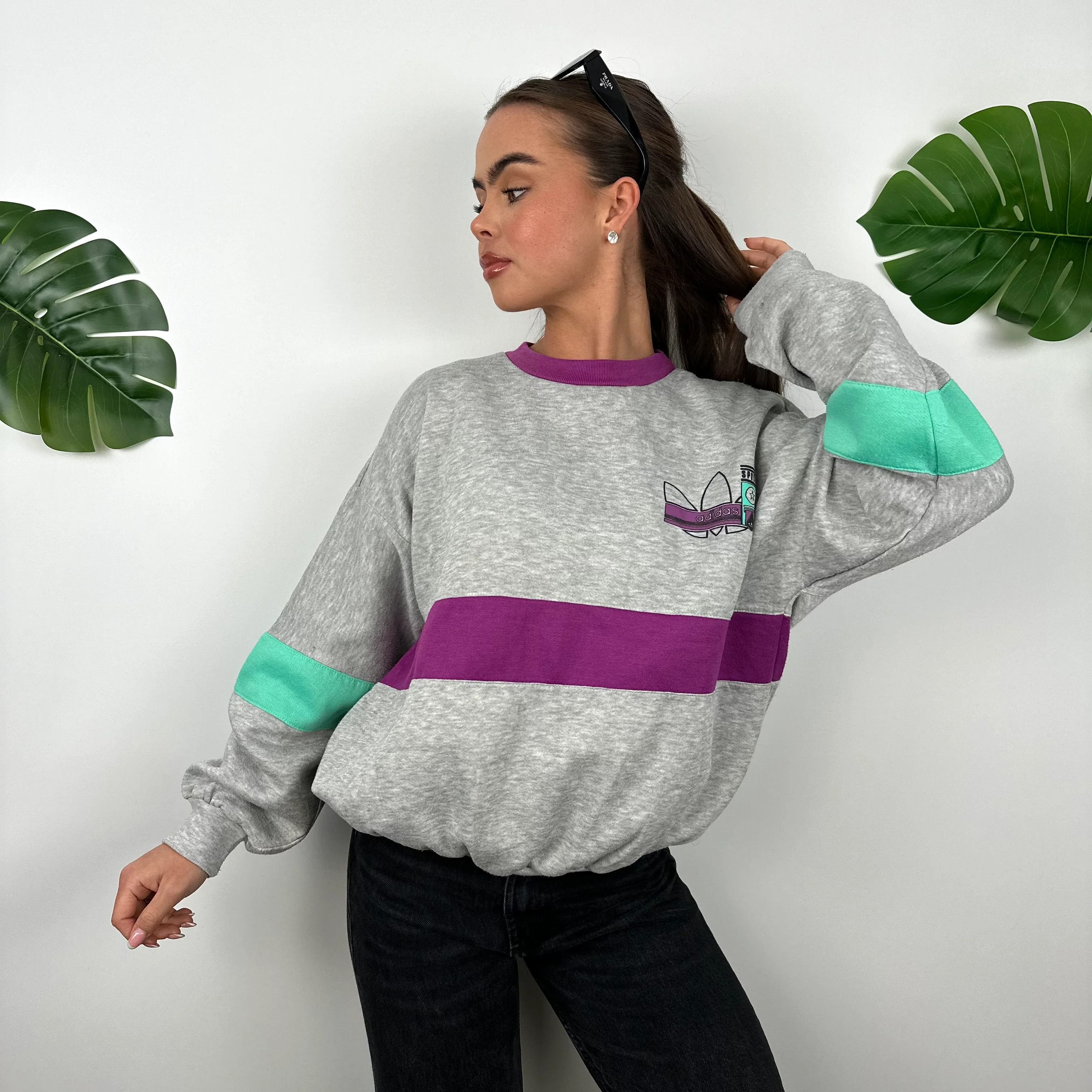 Adidas Grey Spell Out Sweatshirt (S) - Image 5
