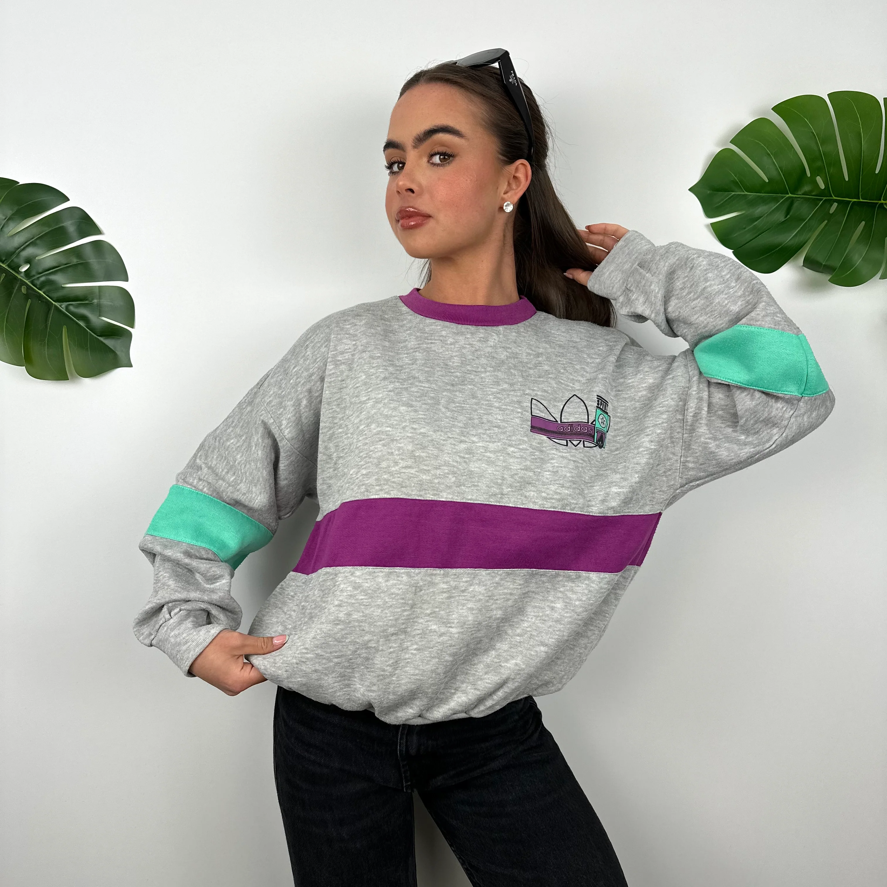Adidas Grey Spell Out Sweatshirt (S) - Image 6