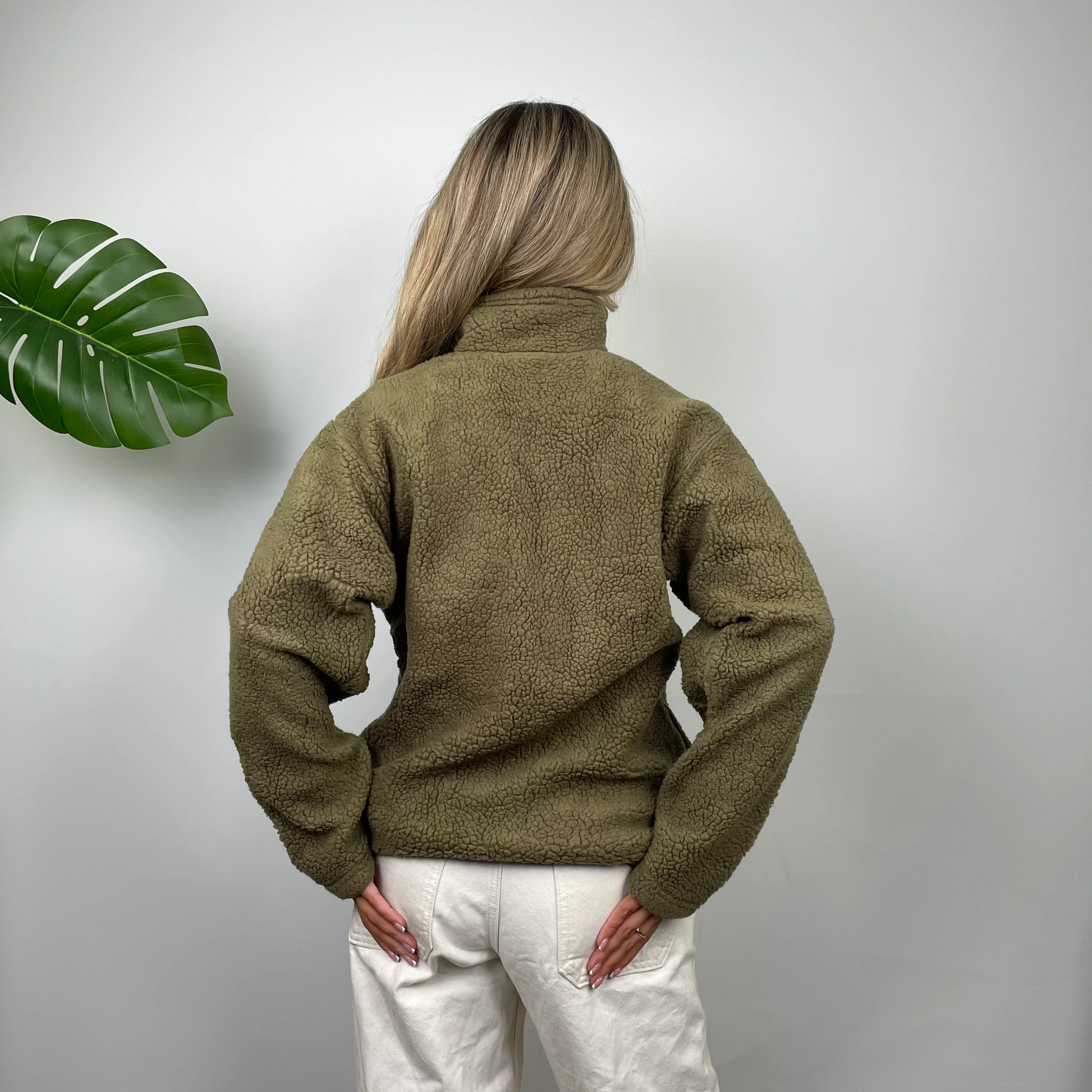Adidas Khaki Embroidered Spell Out Teddy Bear Fleece Zip Up Jacket (M) - Image 7