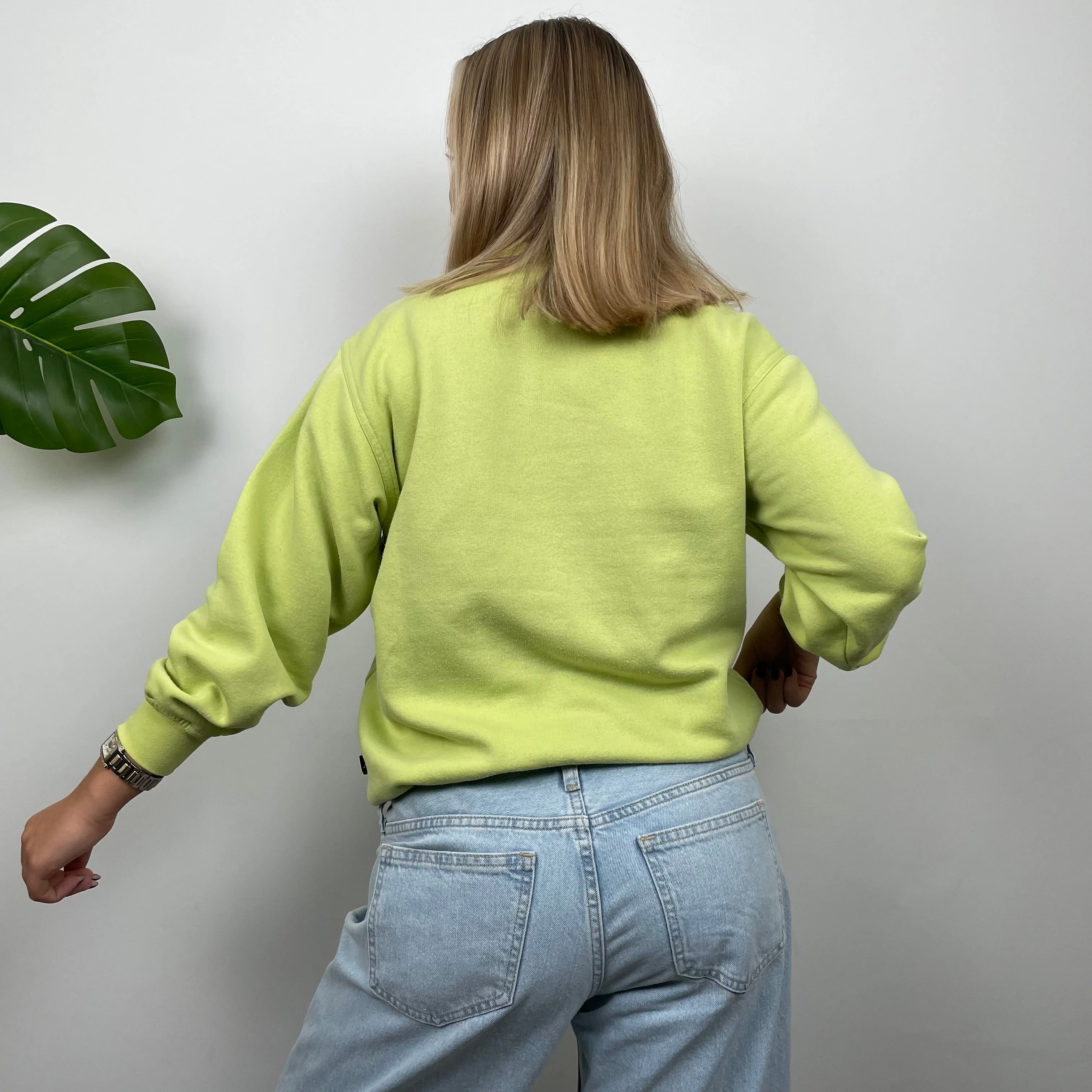 Adidas Lime Embroidered Spell Out Sweatshirt (S) - Image 4