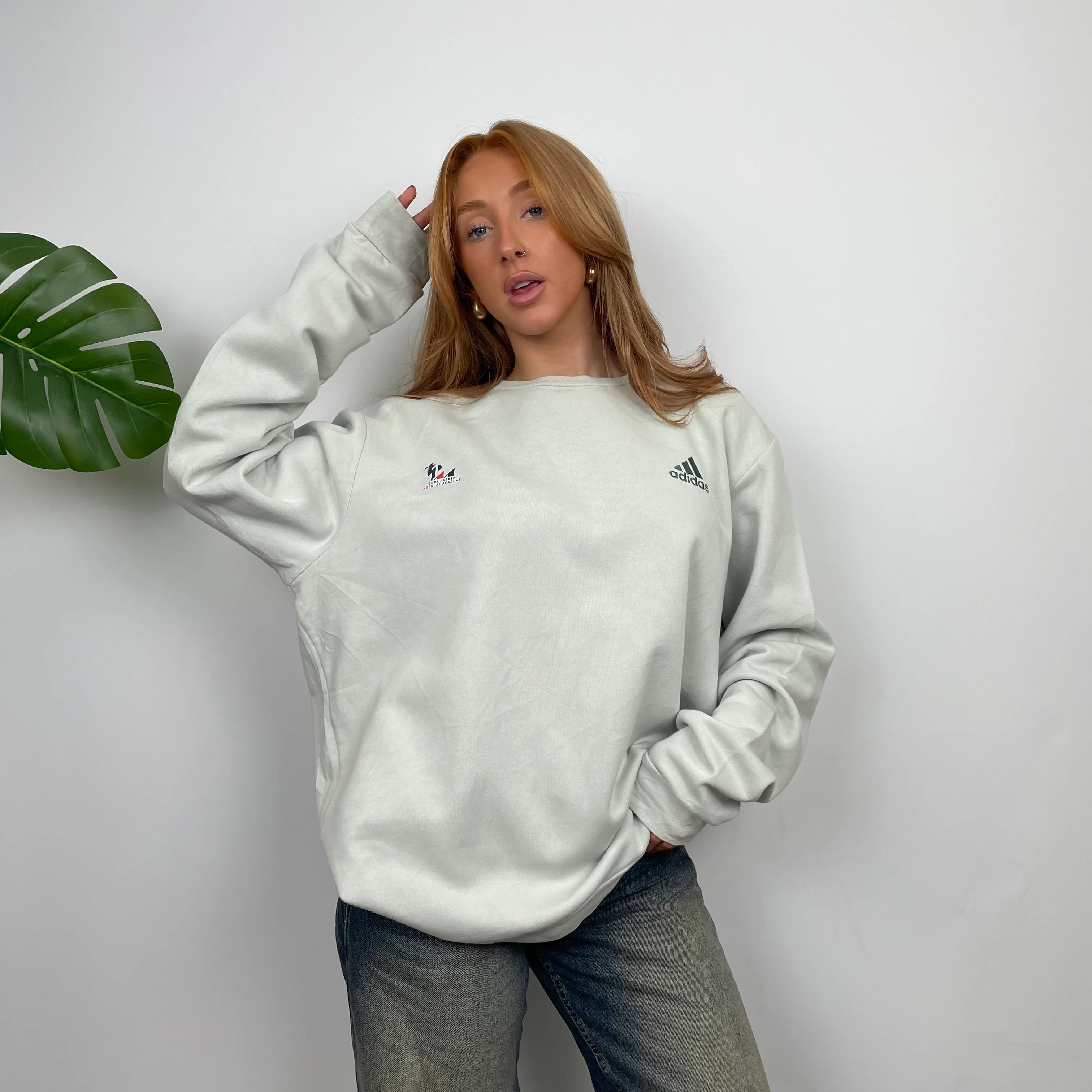 Adidas Mint Green Embroidered Spell Out Sweatshirt (XL) - Image 2