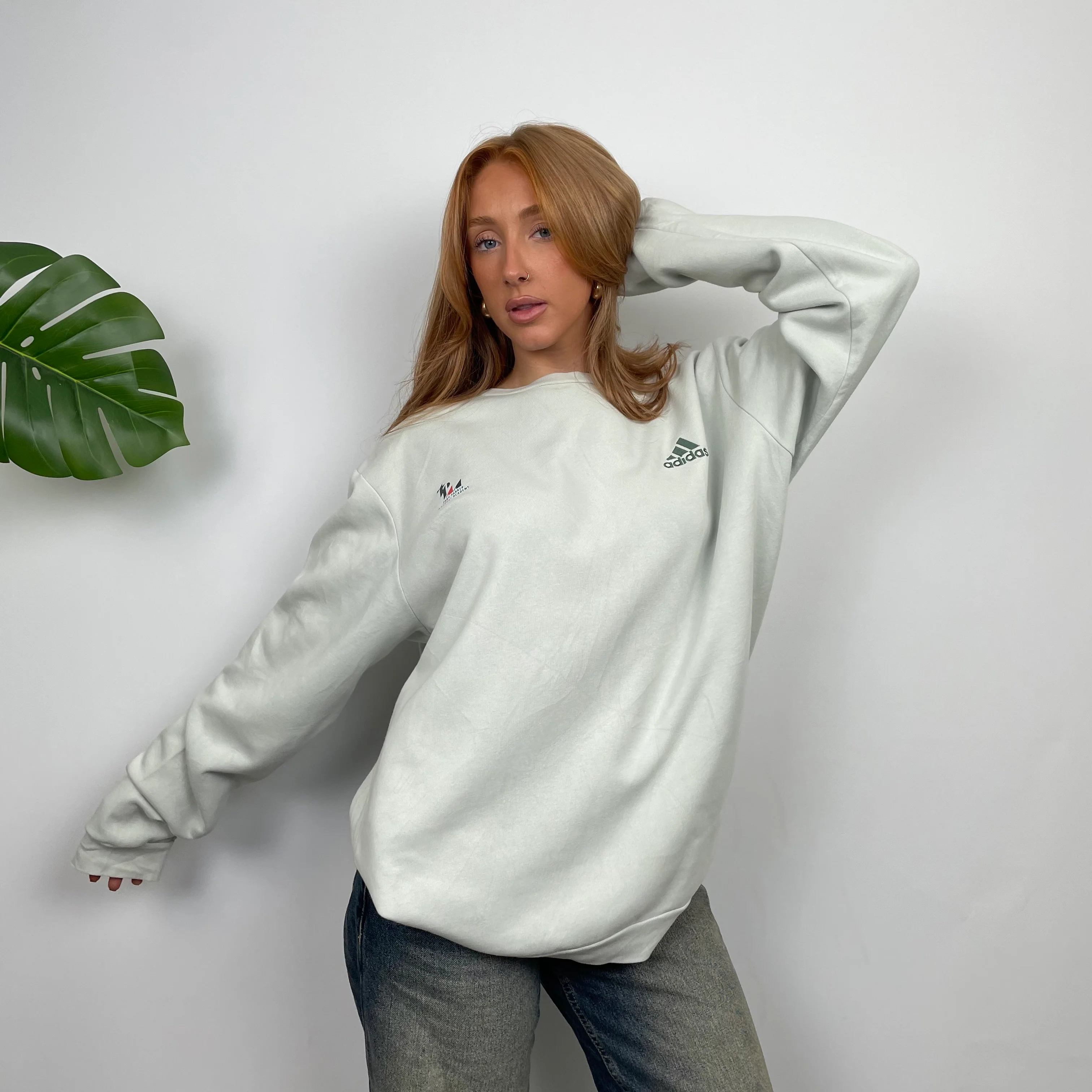 Adidas Mint Green Embroidered Spell Out Sweatshirt (XL) - Image 4
