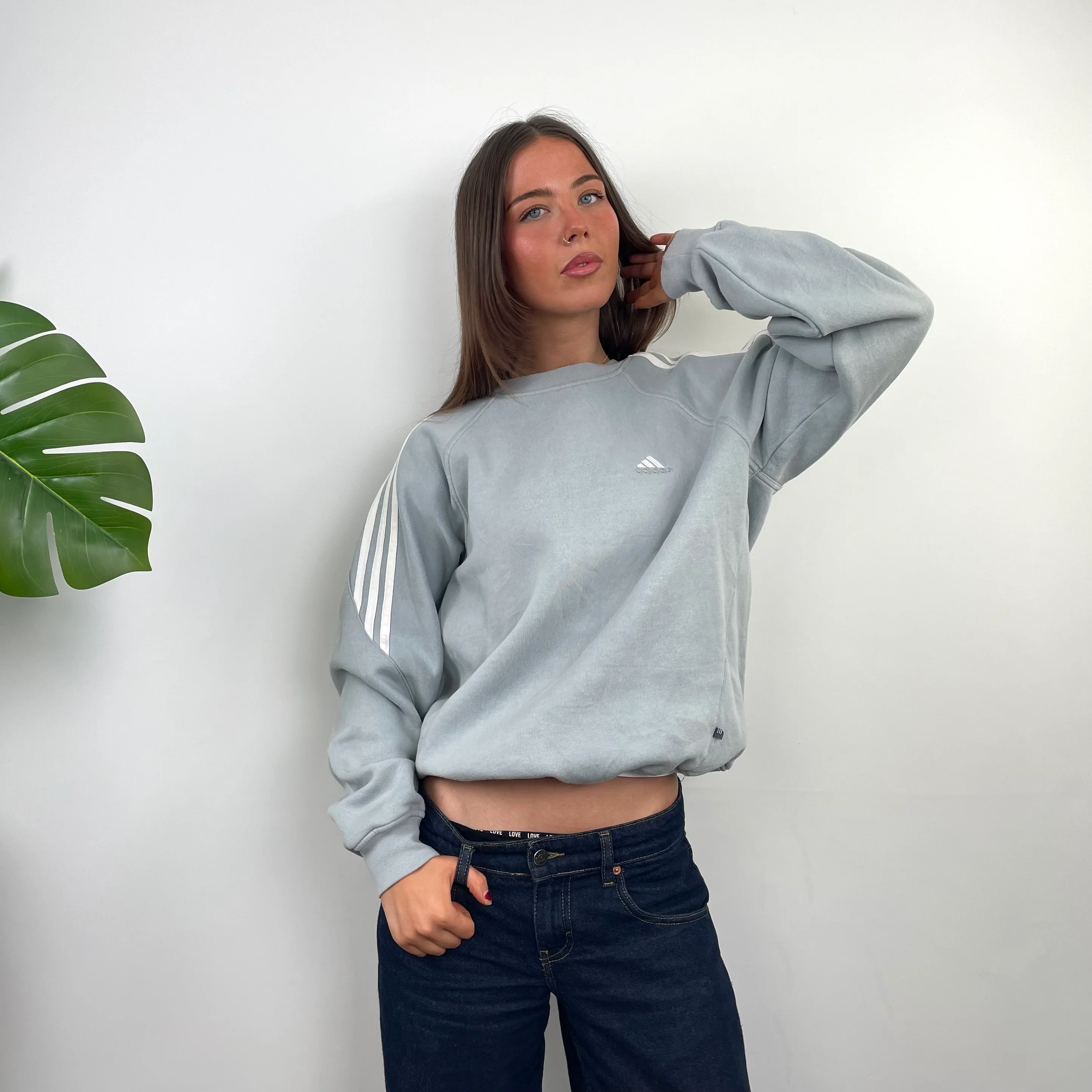 Adidas Mint Green Embroidered Spell Out Sweatshirt (M) - Image 2