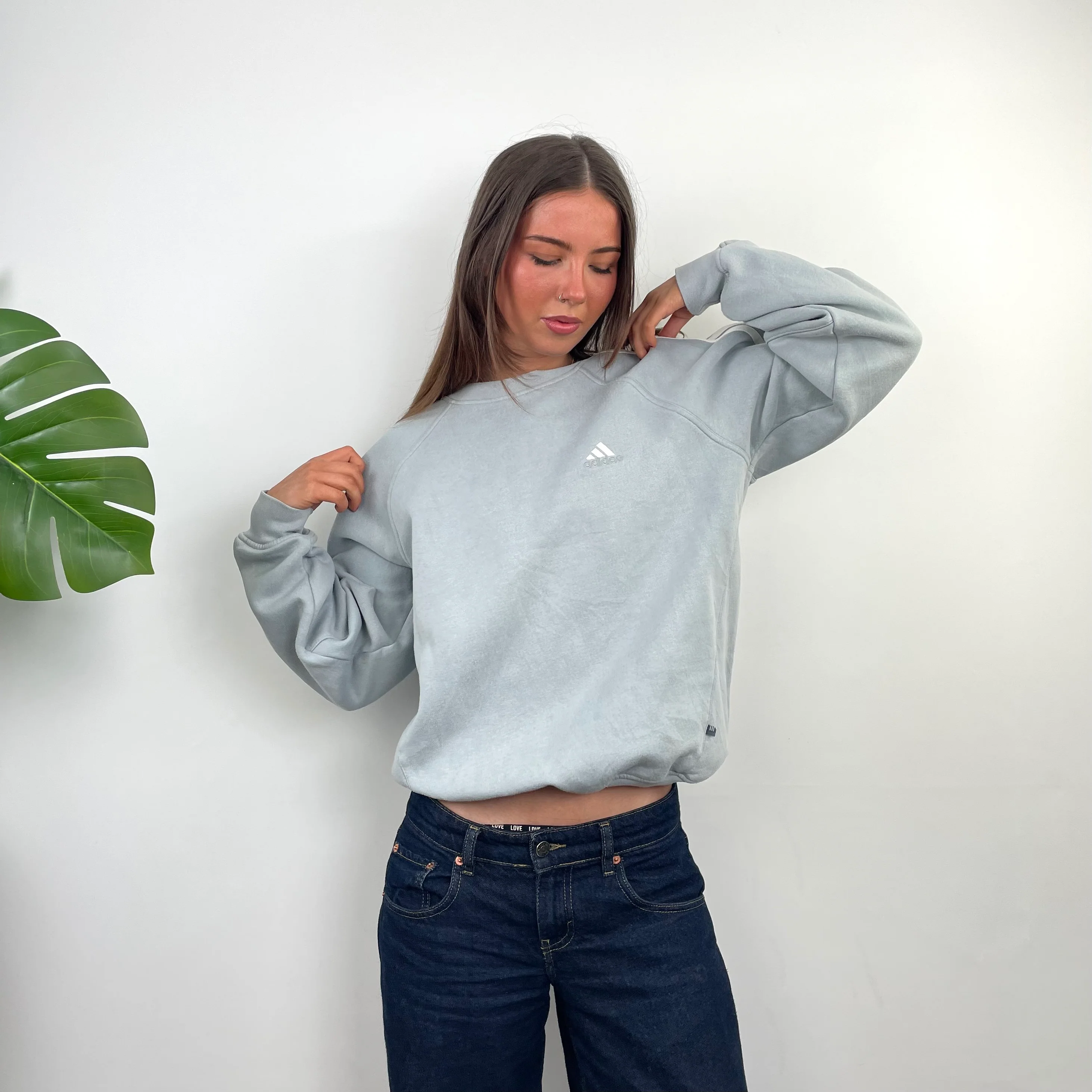 Adidas Mint Green Embroidered Spell Out Sweatshirt (M) - Image 3