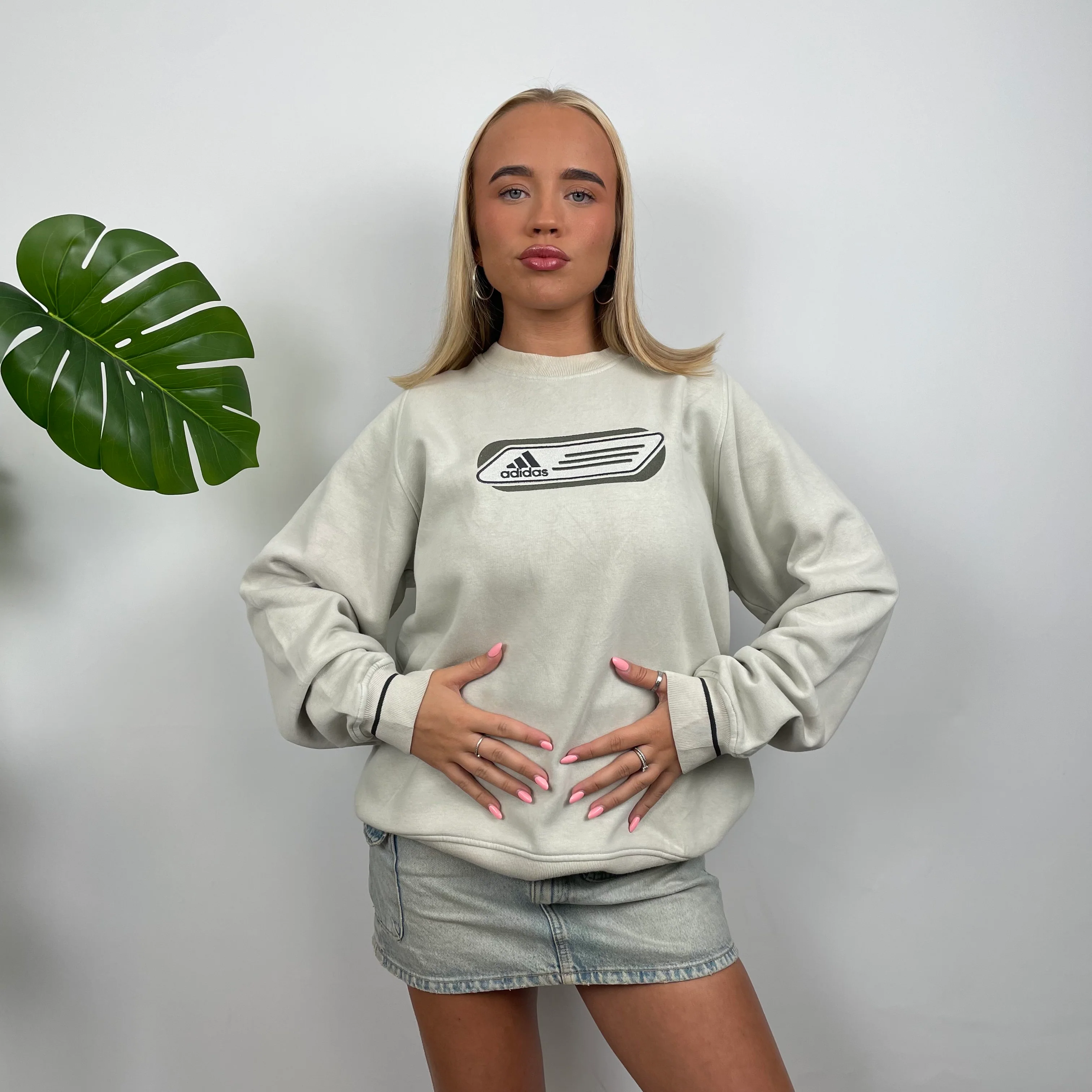Adidas Mint Green Embroidered Spell Out Sweatshirt (M) - Image 2
