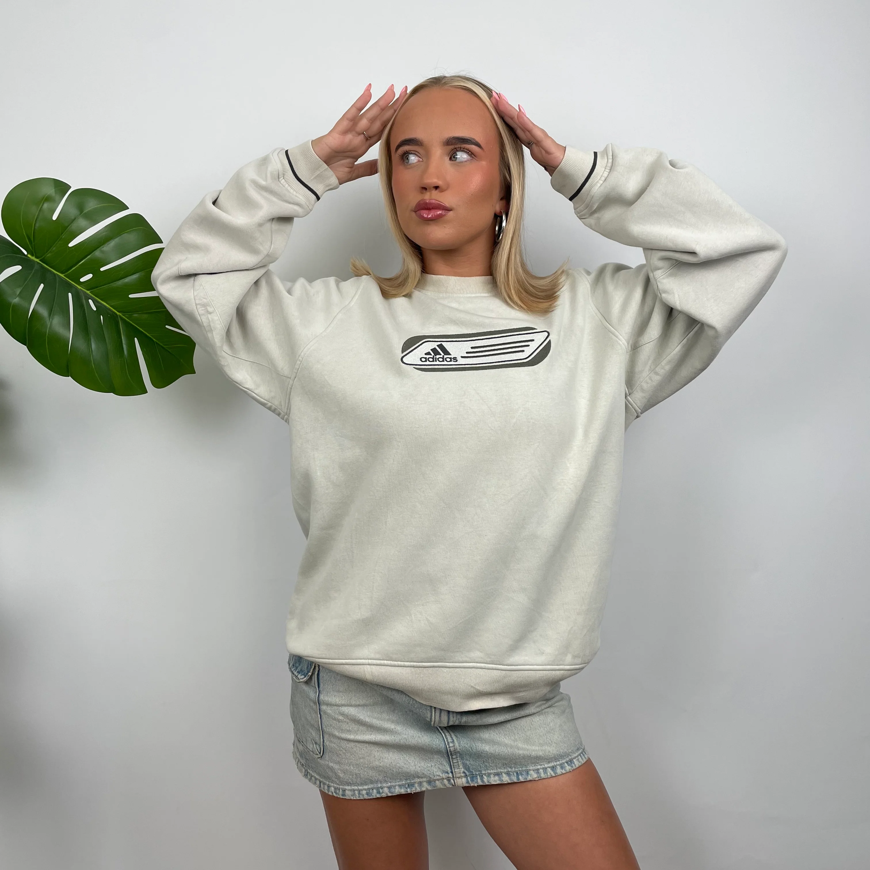 Adidas Mint Green Embroidered Spell Out Sweatshirt (M) - Image 3