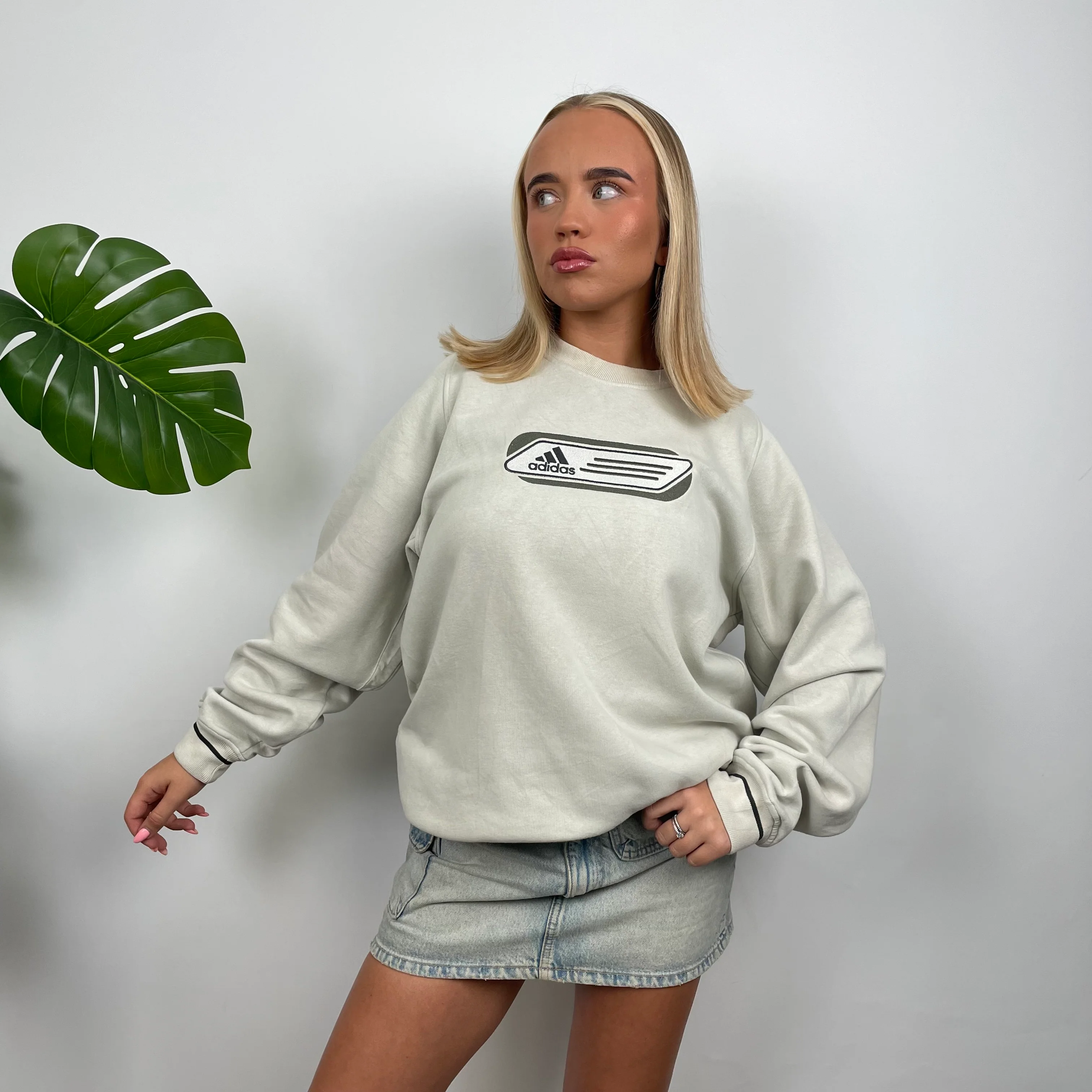 Adidas Mint Green Embroidered Spell Out Sweatshirt (M) - Image 6