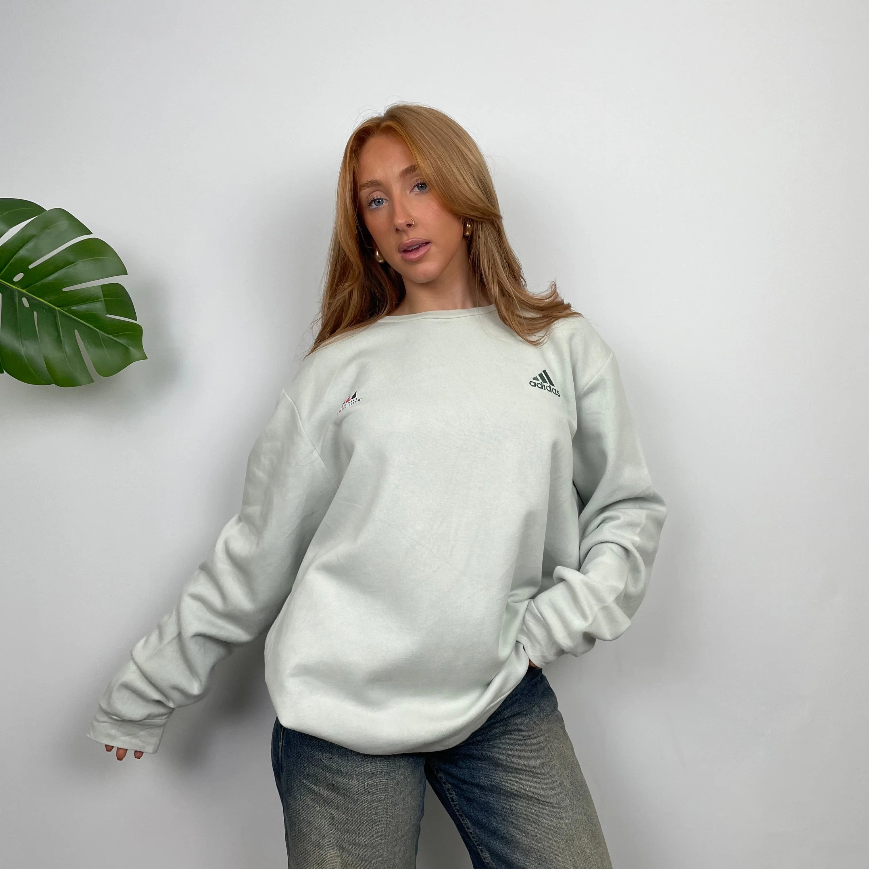 Adidas Mint Green Embroidered Spell Out Sweatshirt (XL) - Image 3